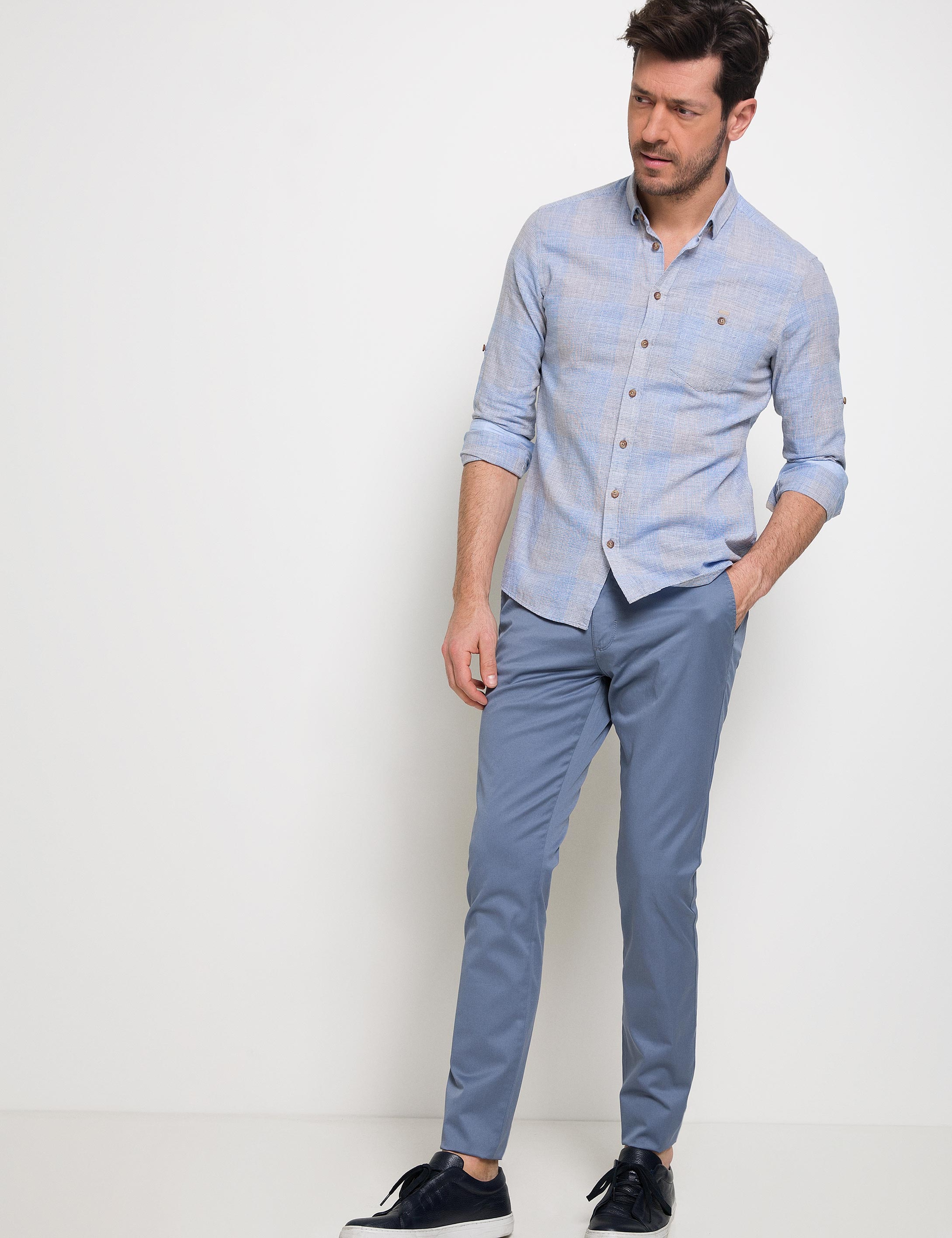 Mavi Slim Fit Gömlek - Image 2
