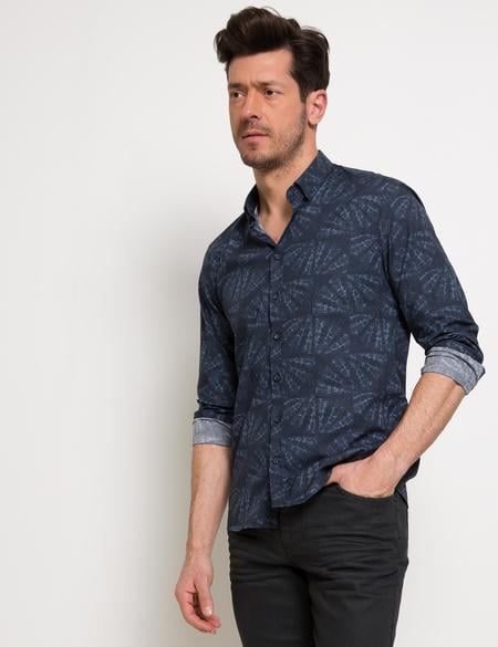 Lacivert Slim Fit Gömlek - 50186196014