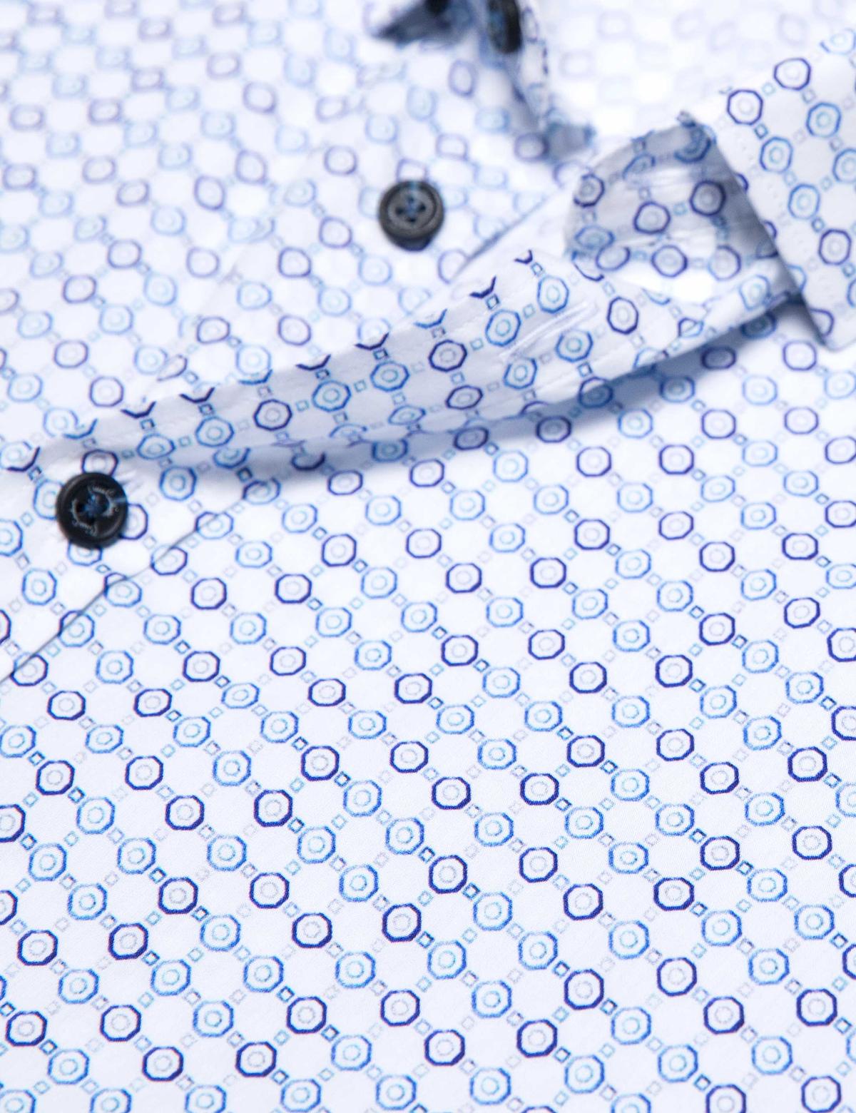 Mavi Detaylı Beyaz Slim Fit Gömlek - 50186203005