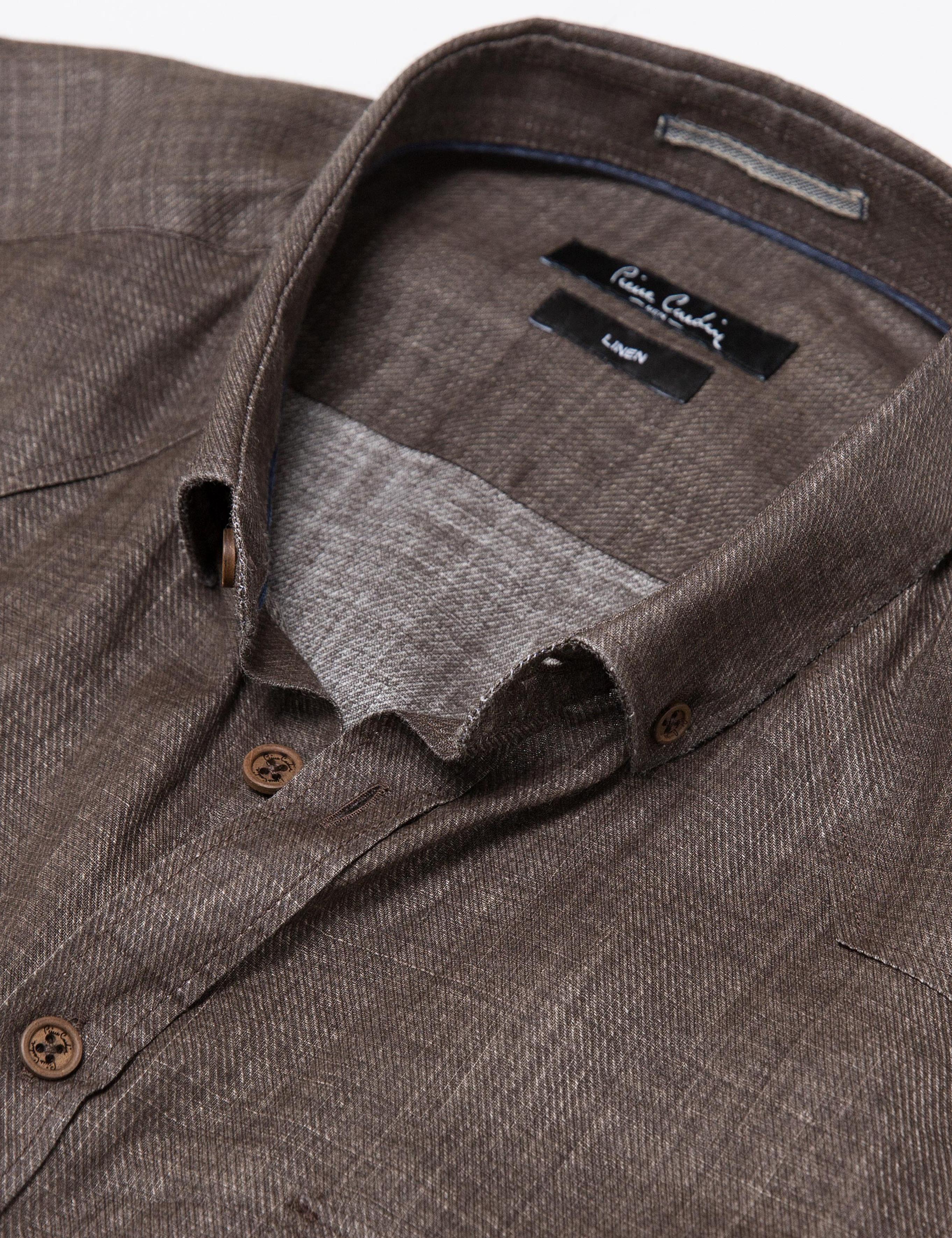 Kahverengi Slim Fit Kısa Kollu Gömlek