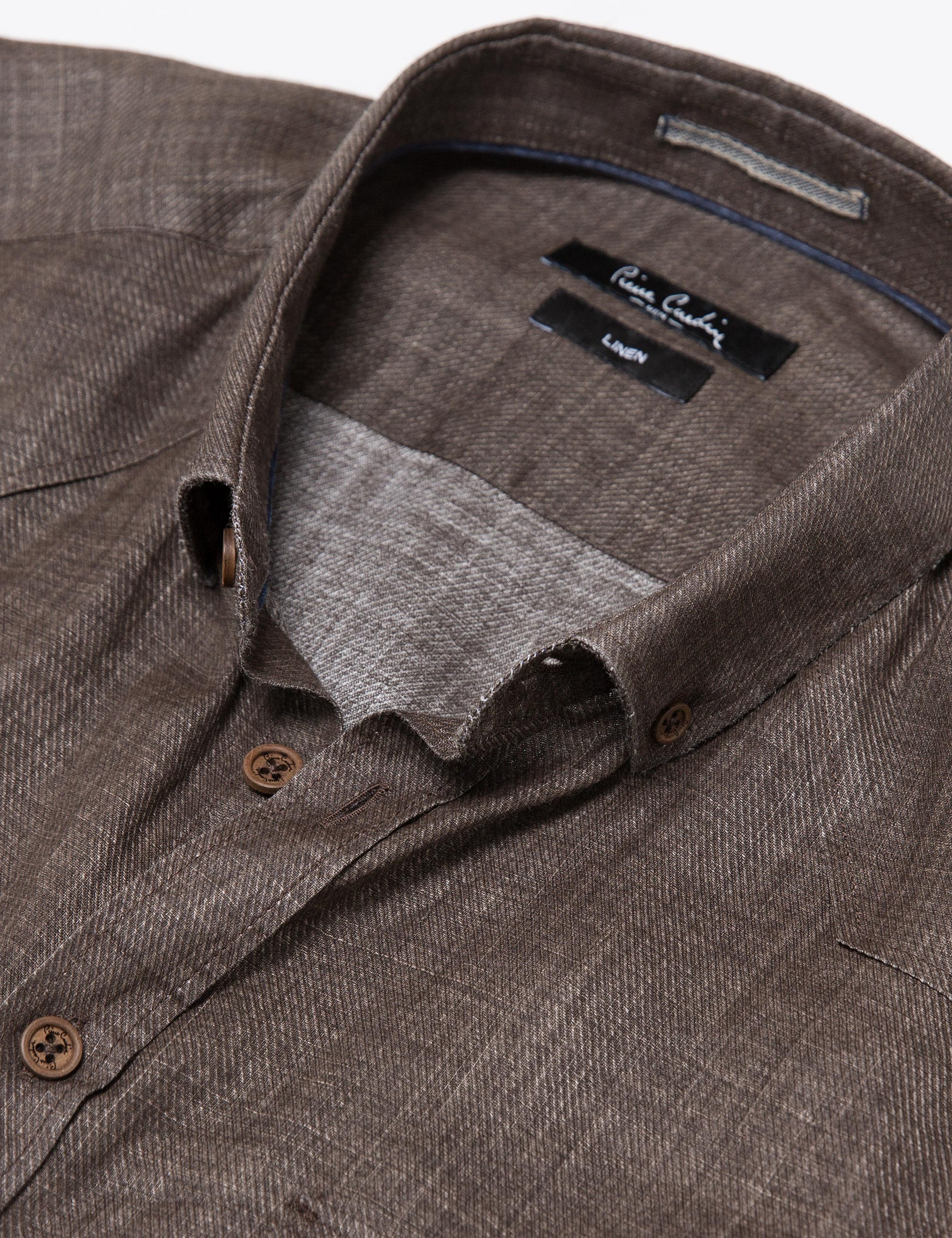 Kahverengi Slim Fit Kısa Kollu Gömlek