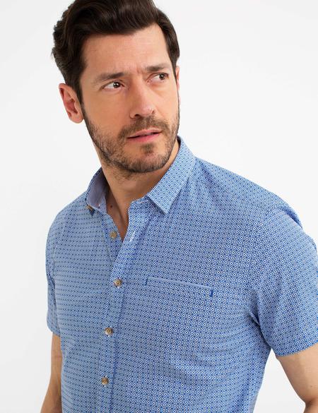 Saks Mavi Slim Fit Kısa Kollu Gömlek - 50186212005