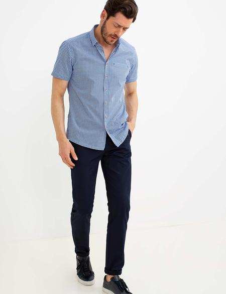 Saks Mavi Slim Fit Kısa Kollu Gömlek - 50186212005