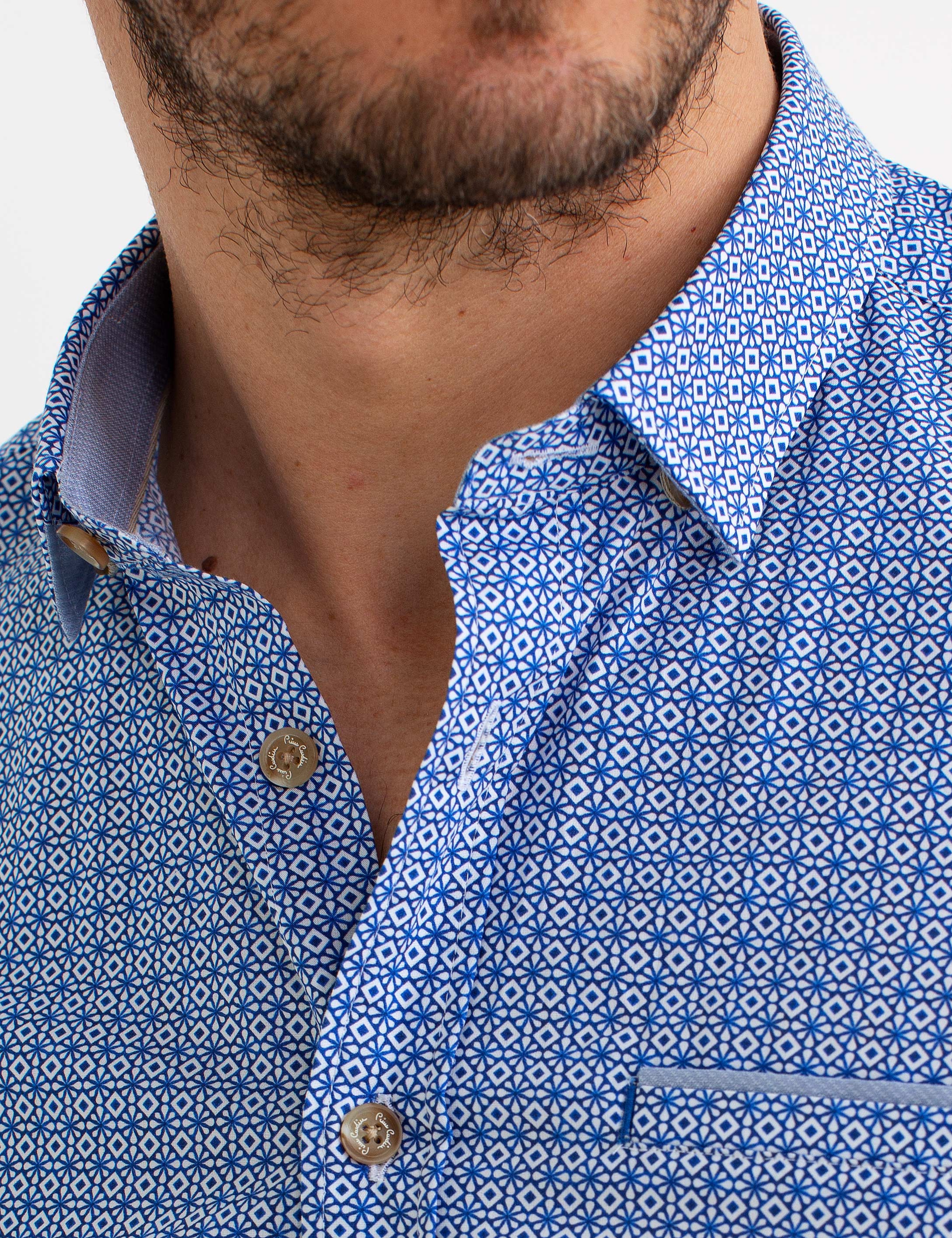 Saks Mavi Slim Fit Kısa Kollu Gömlek - Image 4