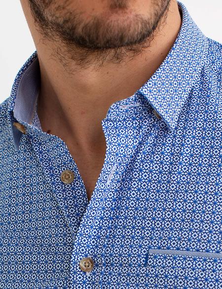 Saks Mavi Slim Fit Kısa Kollu Gömlek - 50186212005