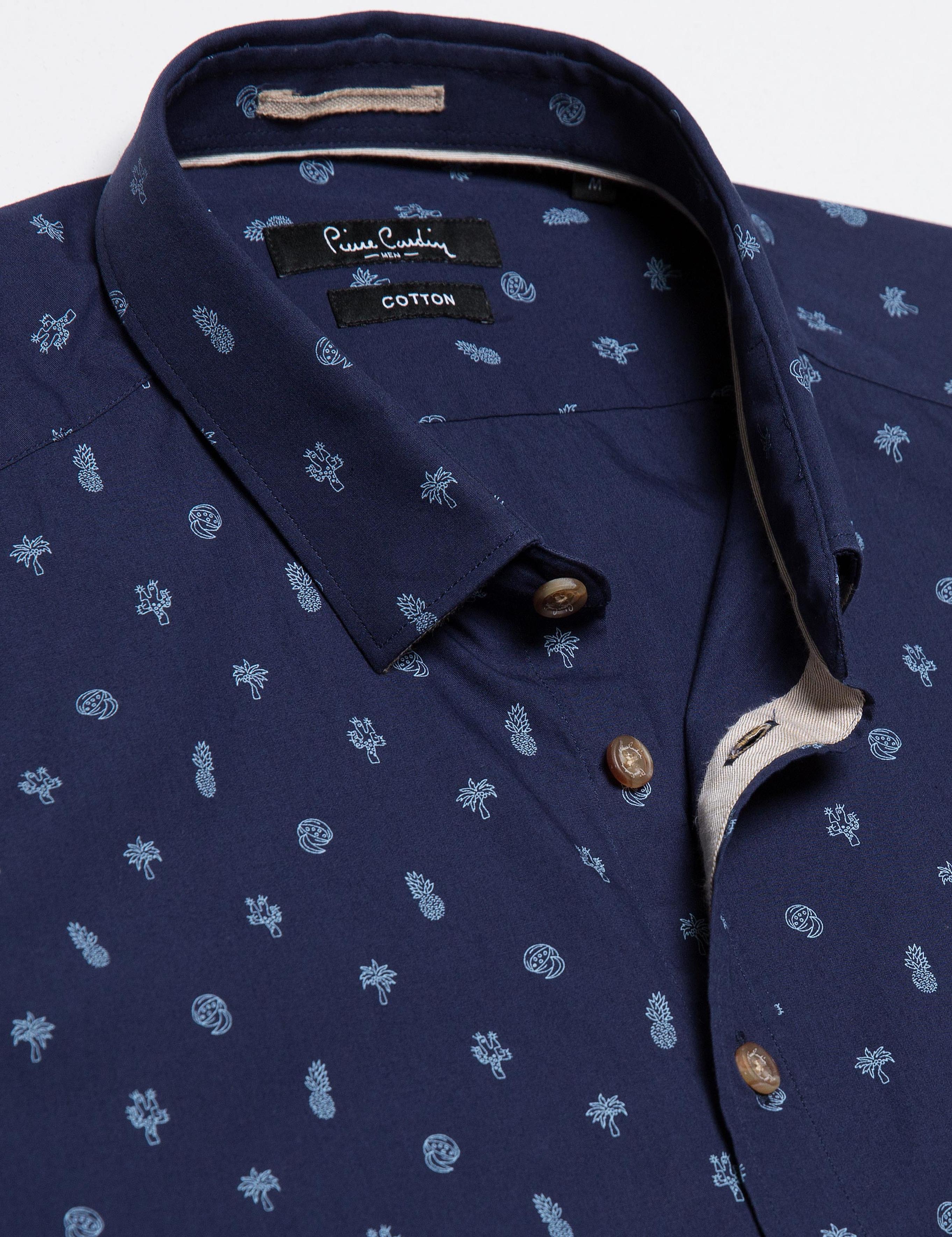 Lacivert Slim Fit Kısa Kollu Gömlek