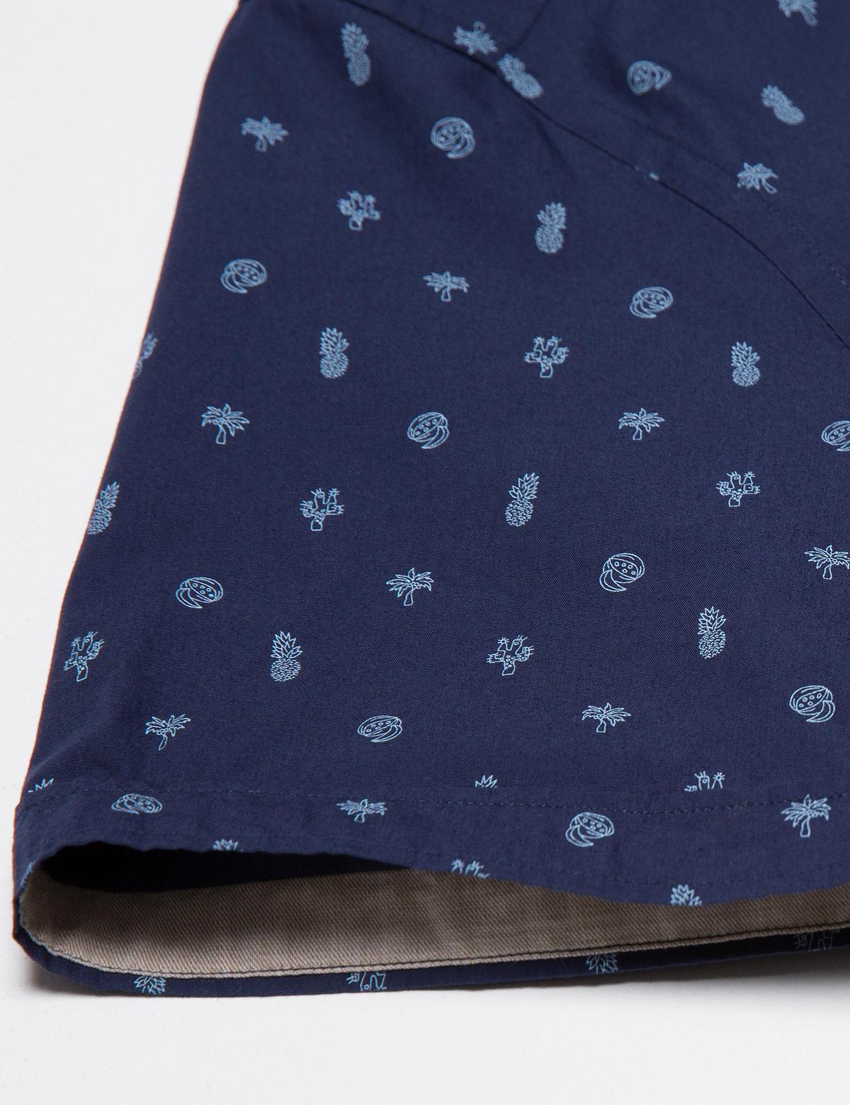 Lacivert Slim Fit Kısa Kollu Gömlek - 50186216004