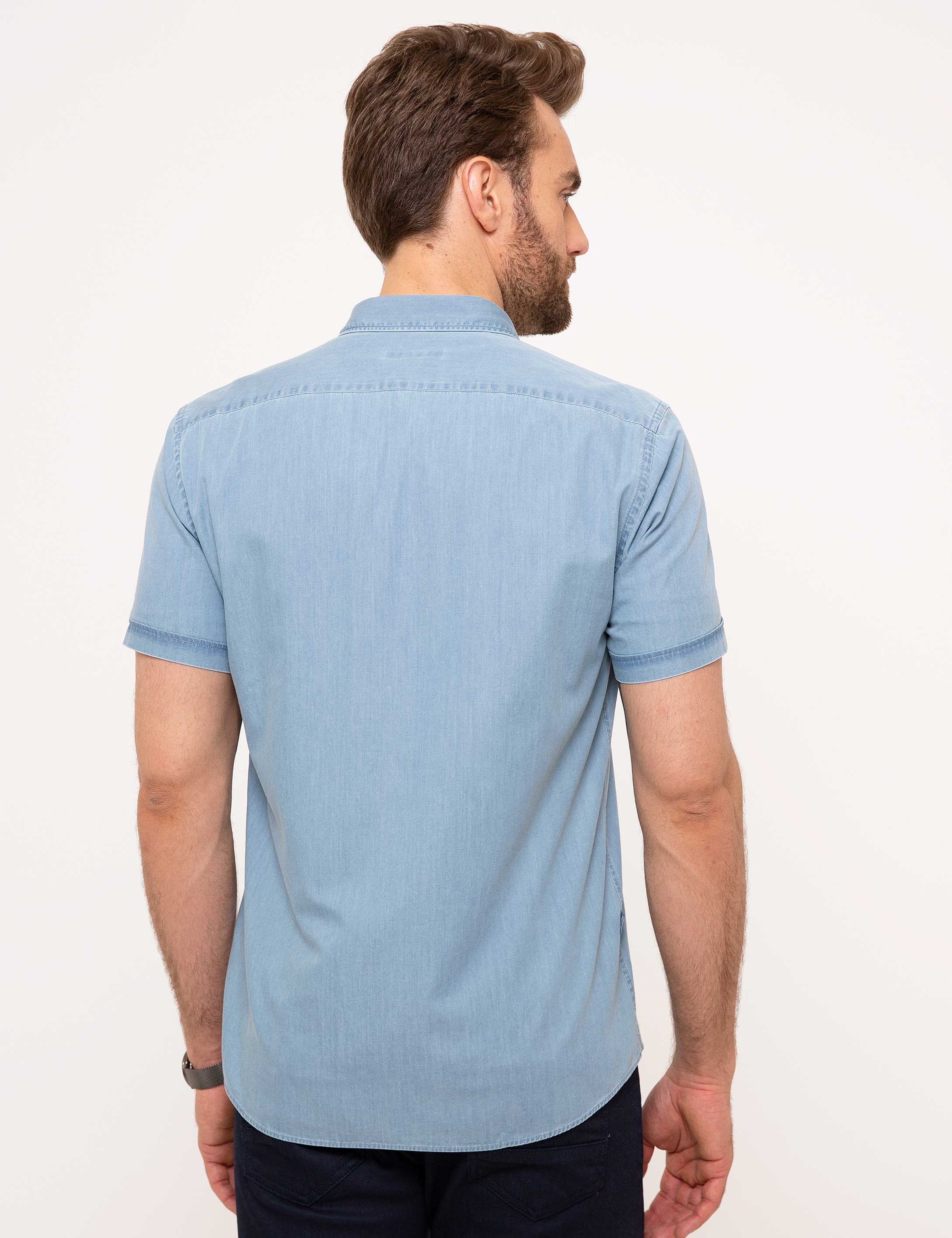 Mavi Slim Fit Kısa Kollu Gömlek - Image 3