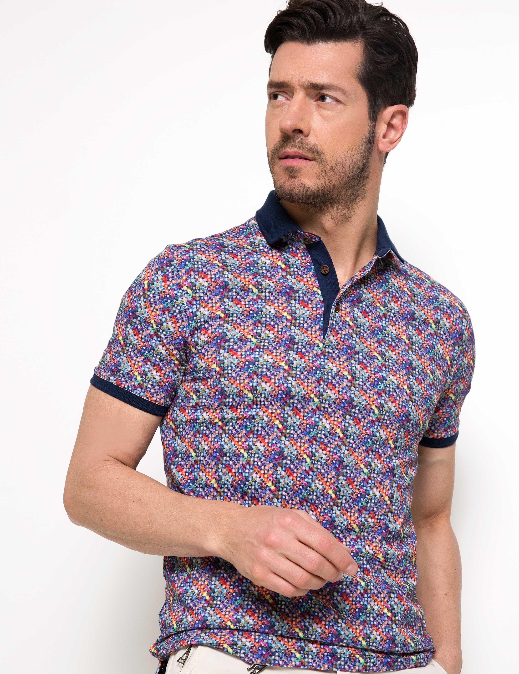 Çok Renkli Slim Fit Tişört - Image 1