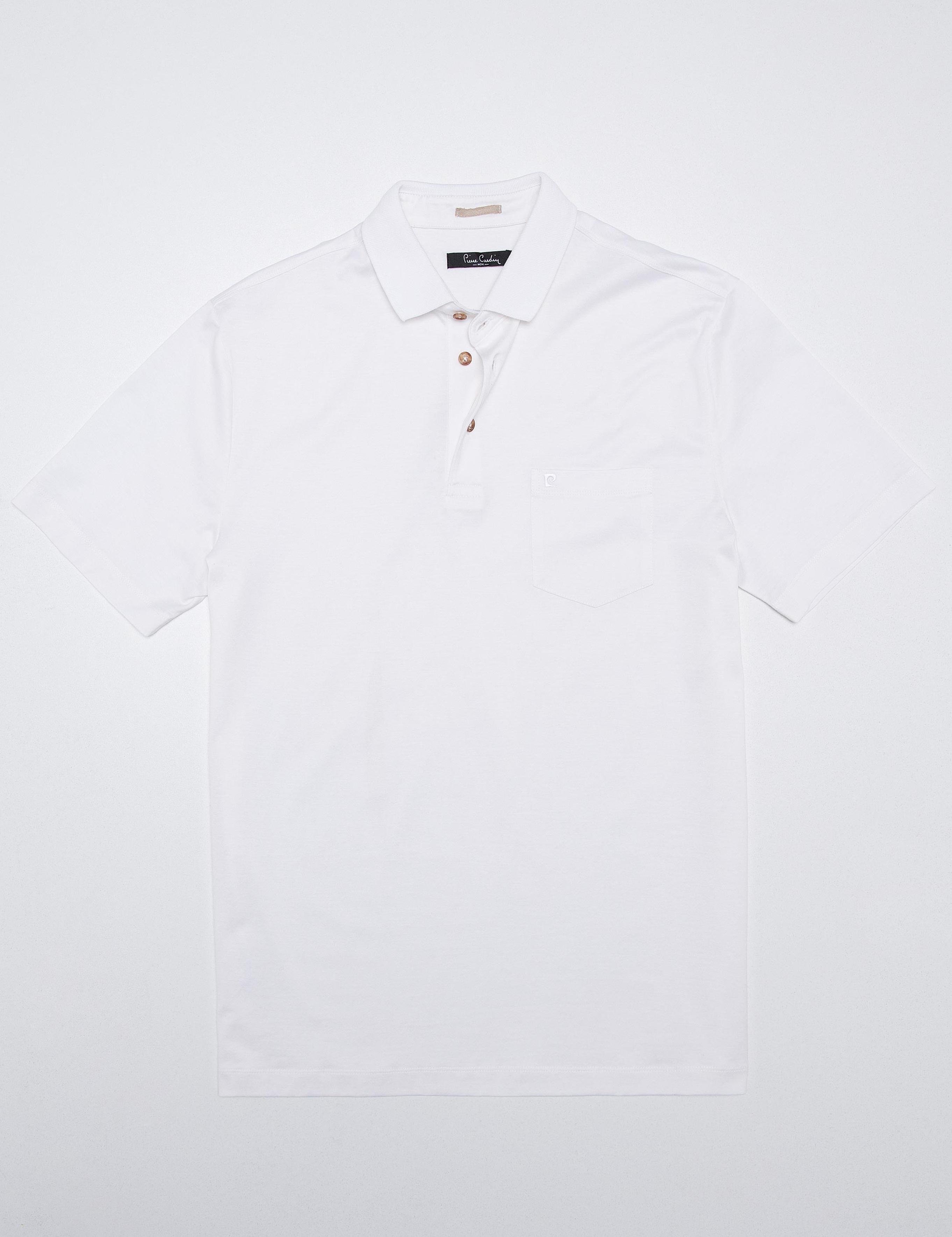 Beyaz Regular Fit Polo Yaka Basic T-Shirt