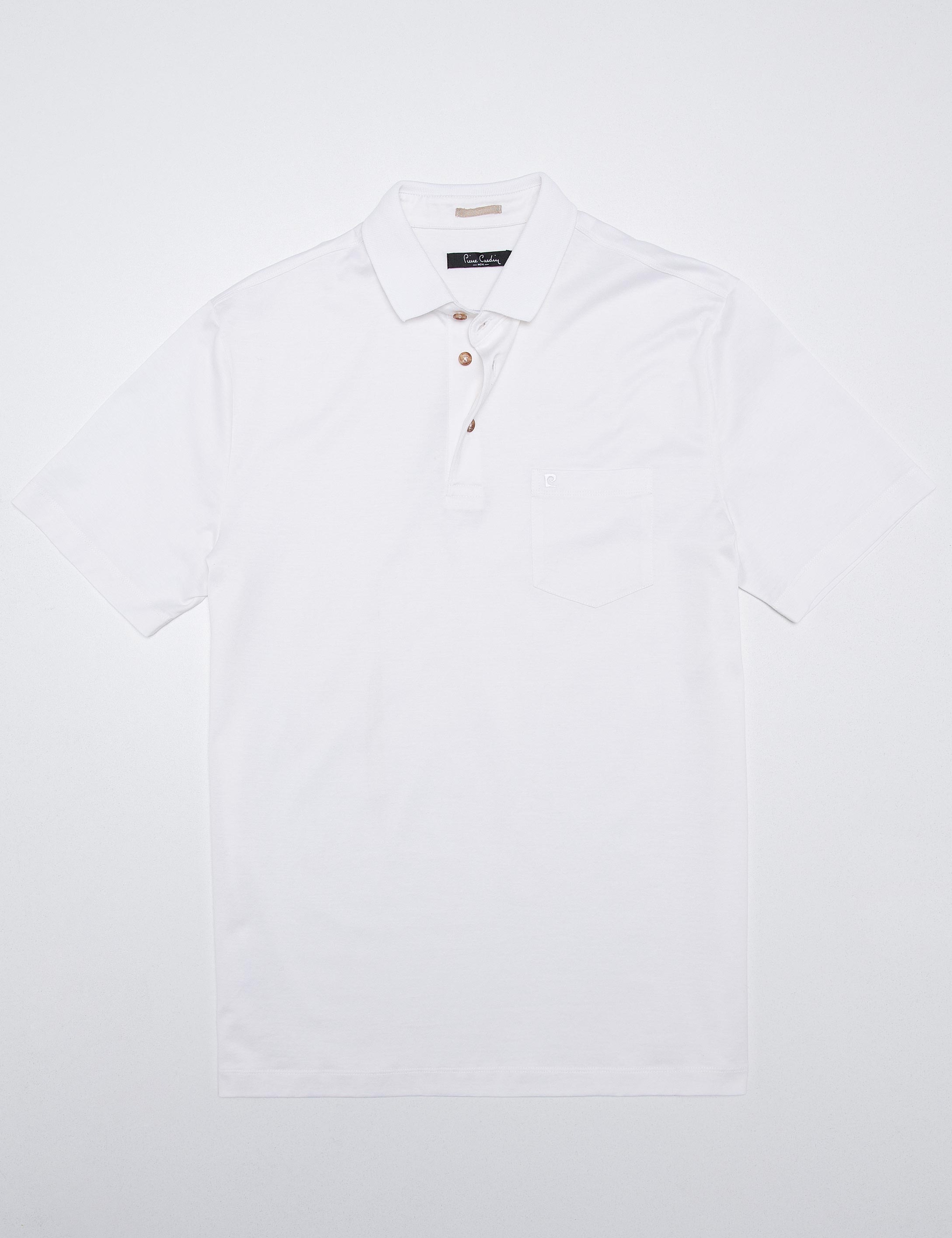Beyaz Regular Fit Polo Yaka Basic T-Shirt
