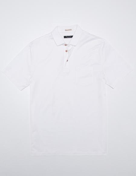 Beyaz Regular Fit Polo Yaka Basic T-Shirt - 50186354005