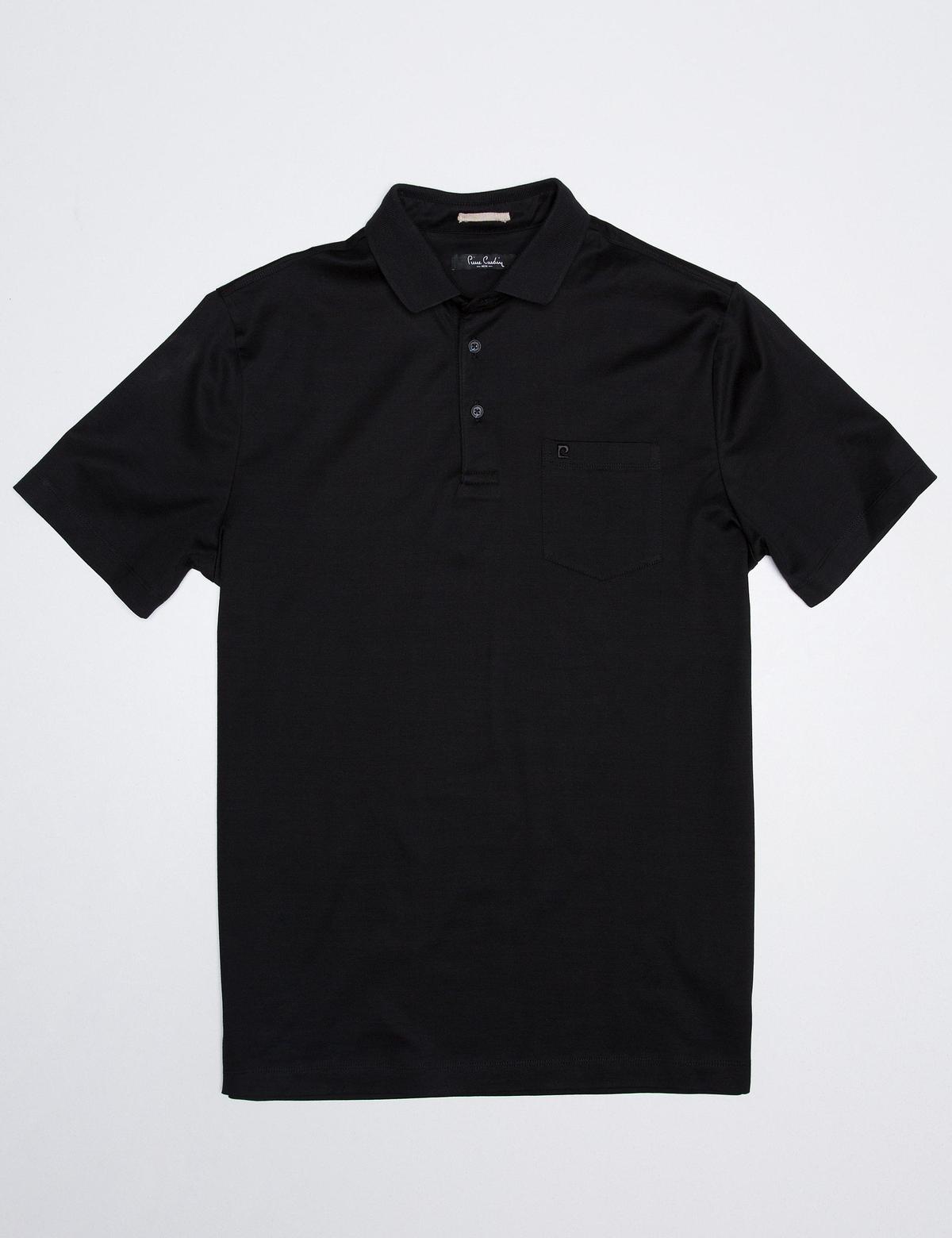 Siyah Regular Fit Polo Yaka Basic T-Shirt - 50186354015