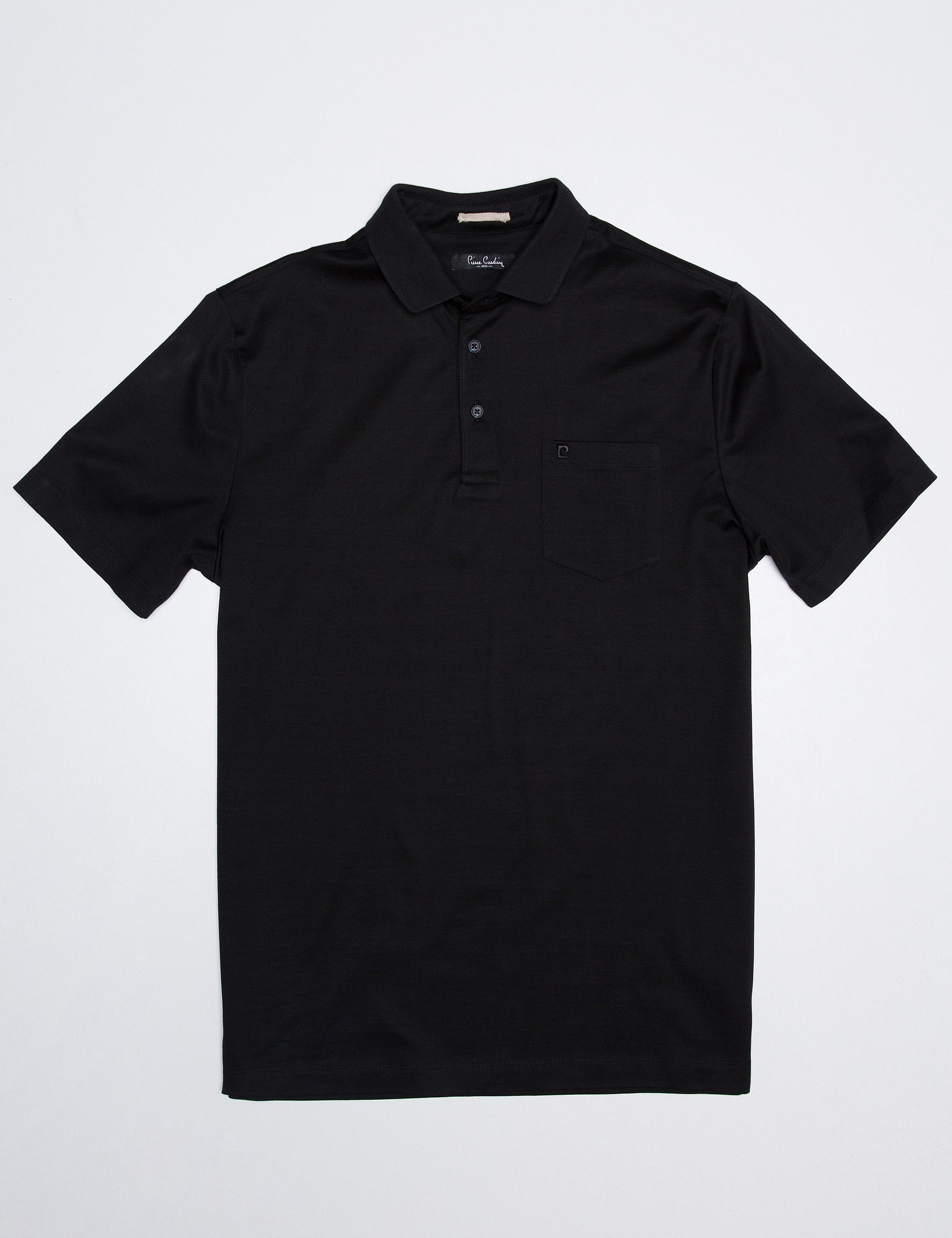 Siyah Regular Fit Polo Yaka Basic T-Shirt - Image 3