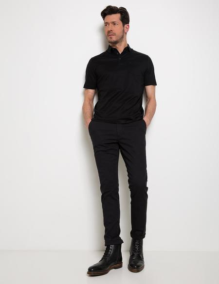Siyah Regular Fit Polo Yaka Basic T-Shirt - 50186354015