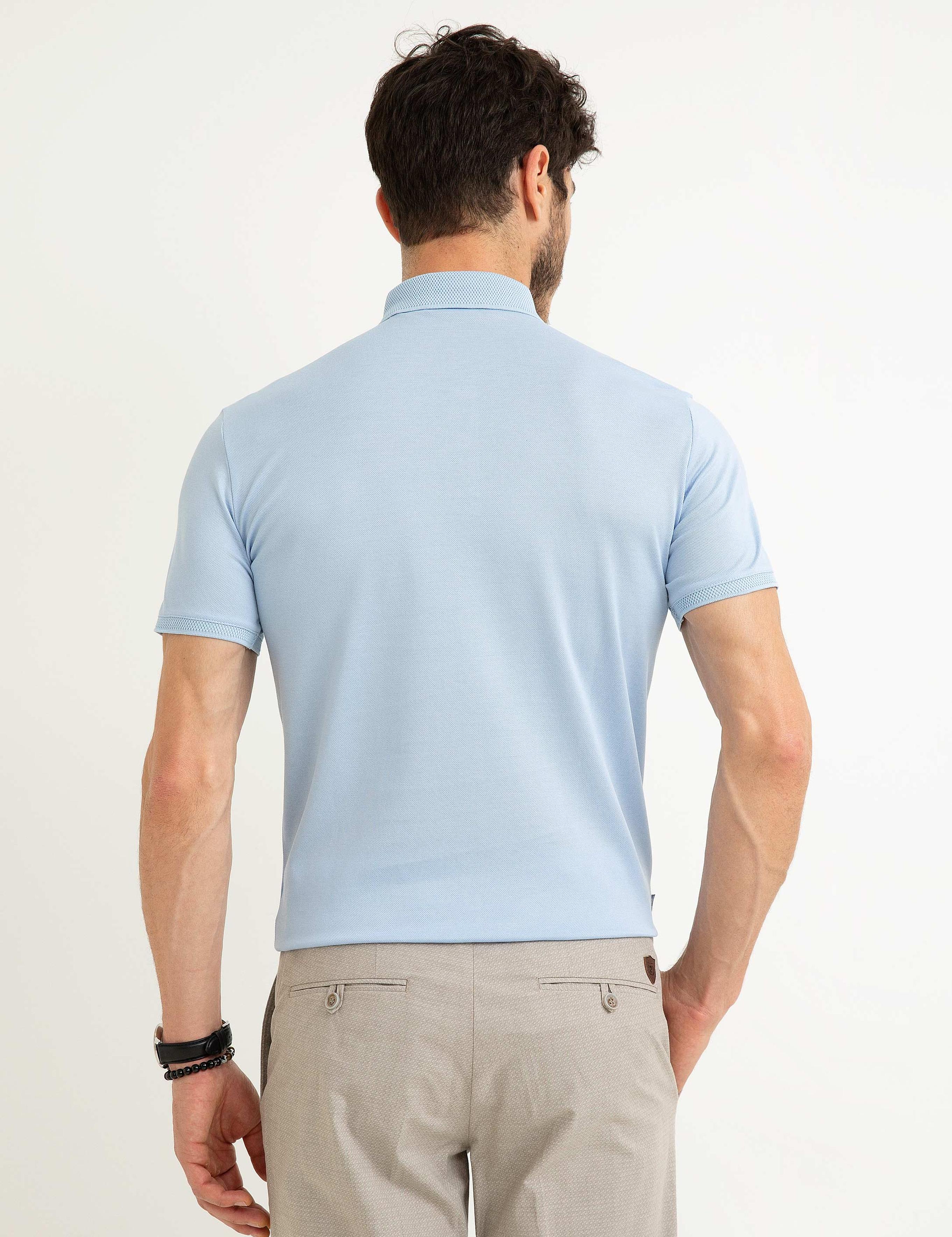 Açık Mavi Slim Fit Basic T-Shirt