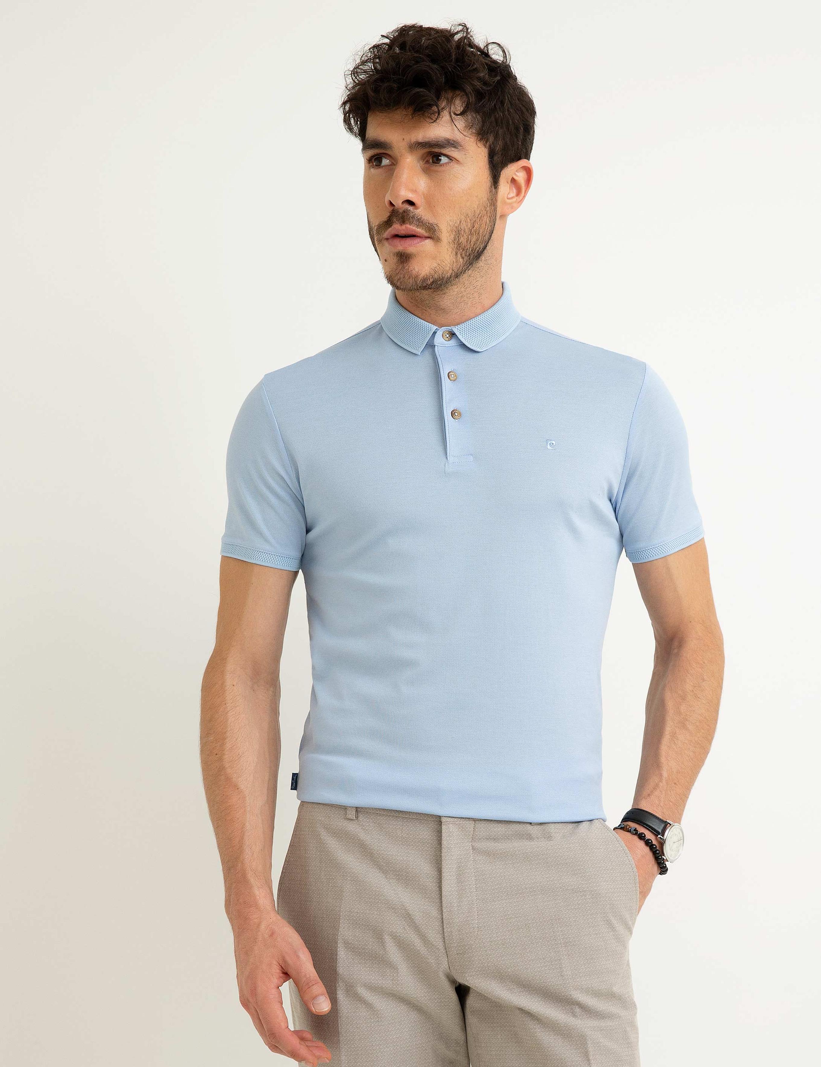 Açık Mavi Slim Fit Basic T-Shirt