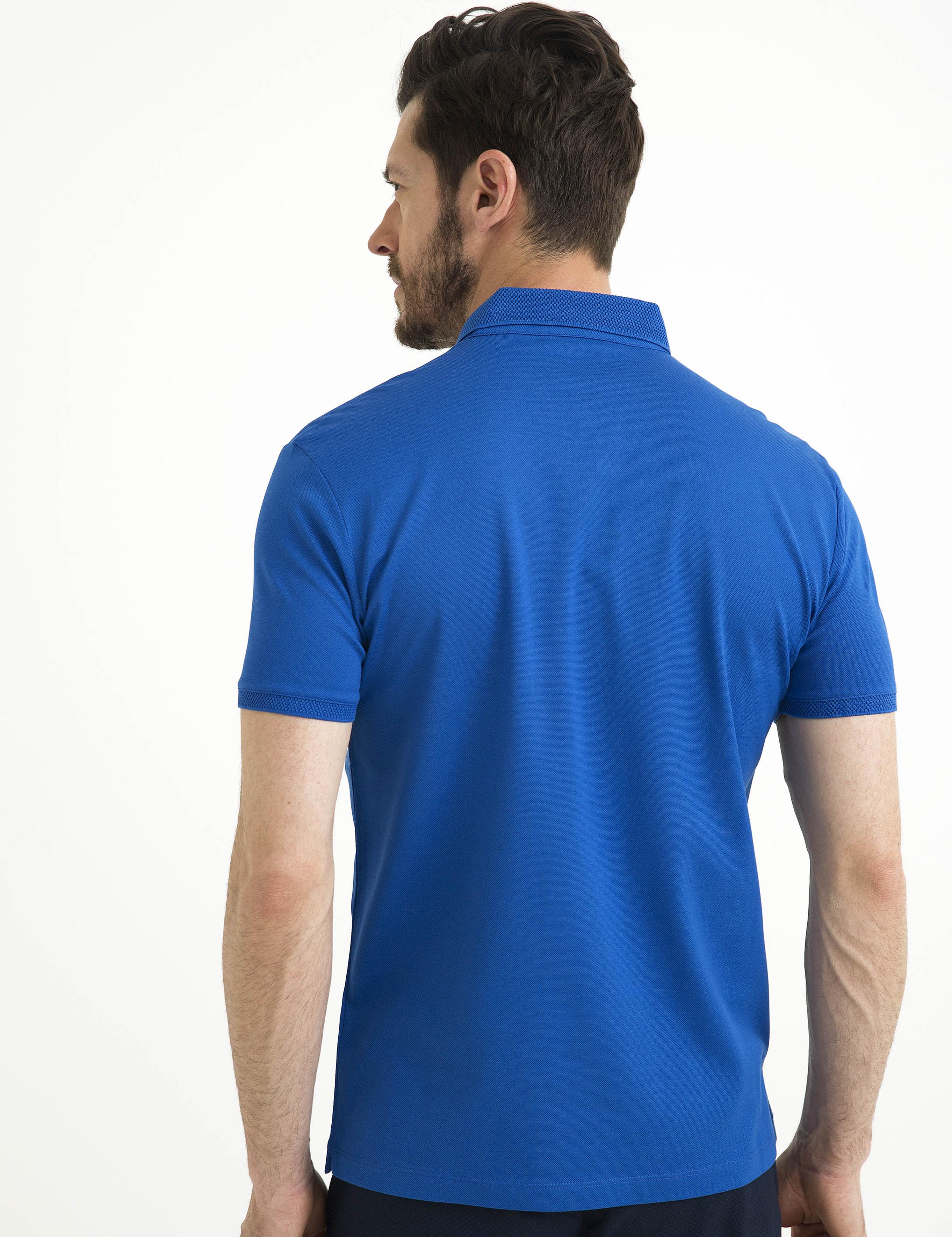 Saks Mavi Slim Fit Polo Yaka Basic T-Shirt