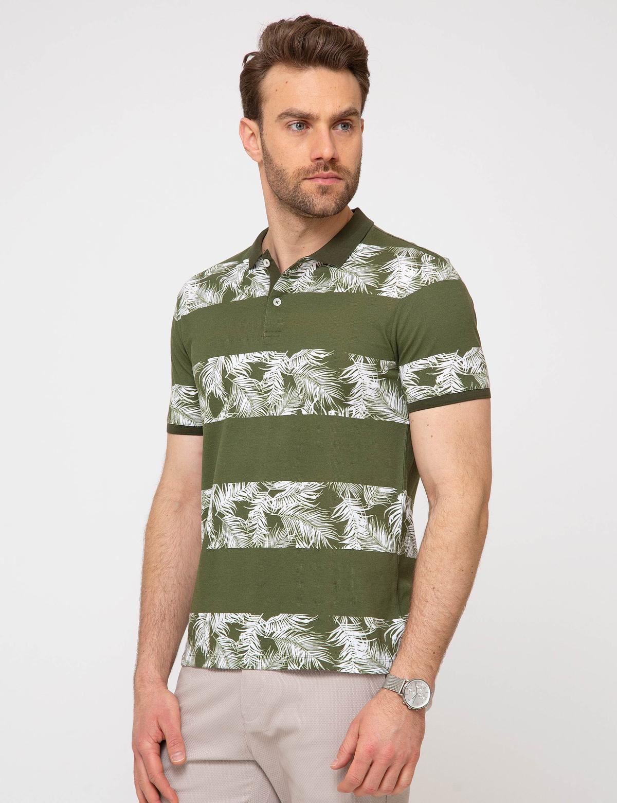 Yeşil Slim Fit Polo Yaka Tişört - 50186357013