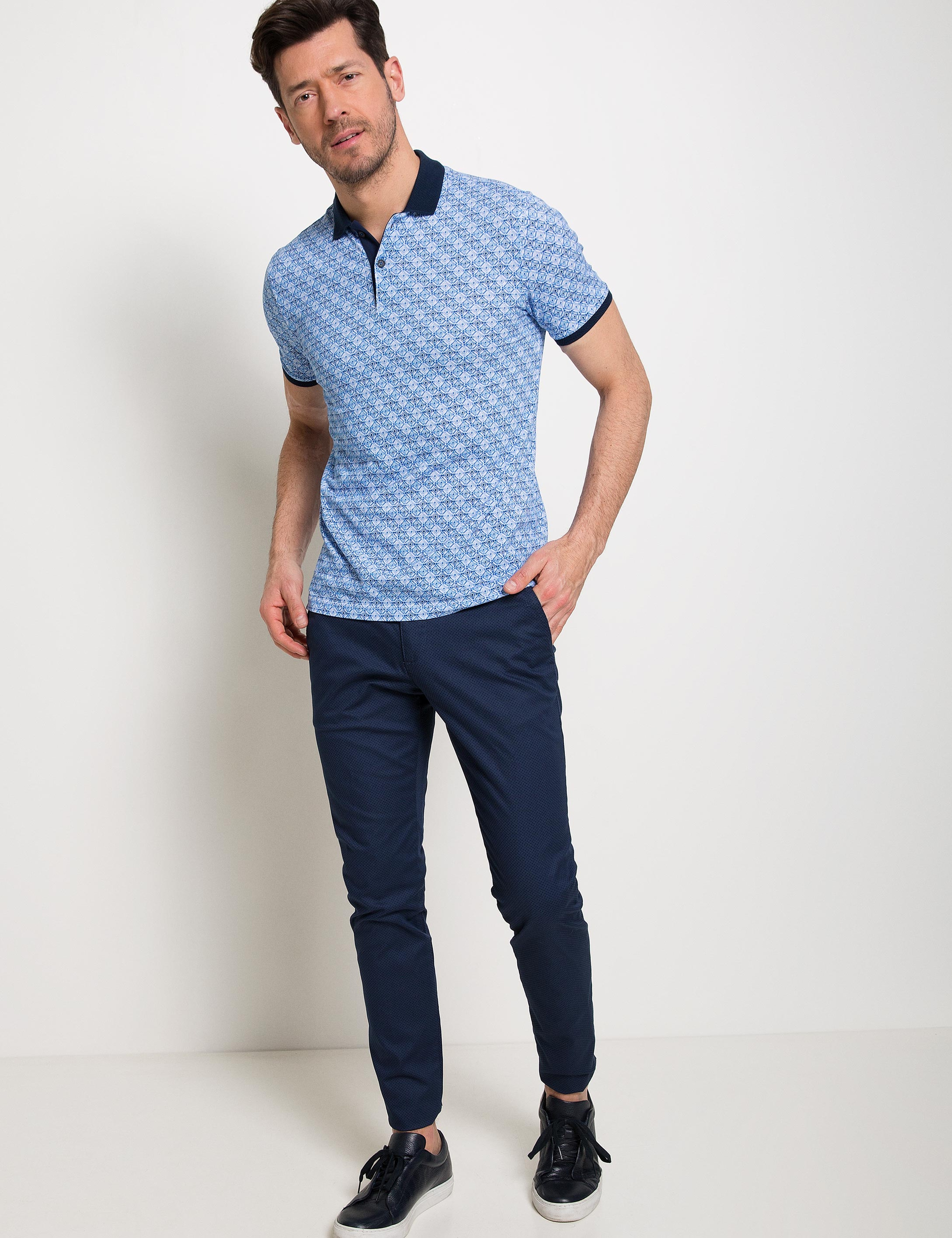 Lacivert Slim Fit Polo Yaka T-Shirt