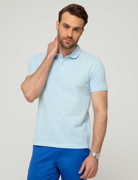 Açık Mavi Slim Fit Basic Tişört - 50186365096