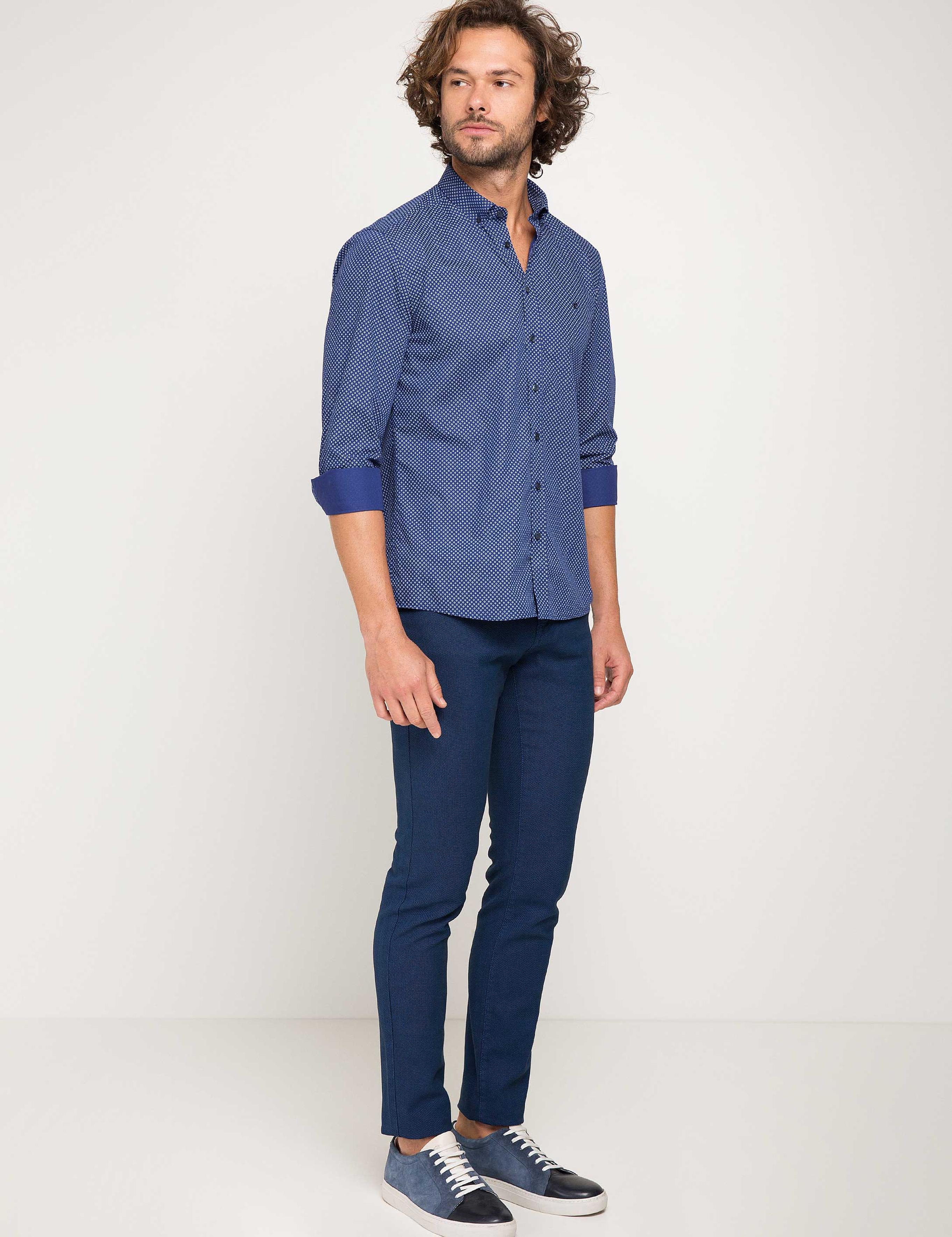 Slim Lacivert Gömlek