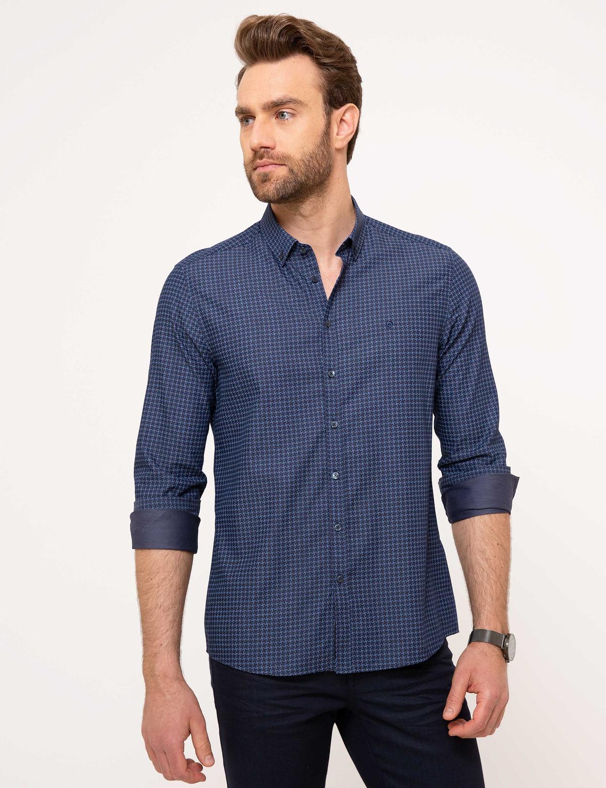 Slim Lacivert Gömlek - 50186464006