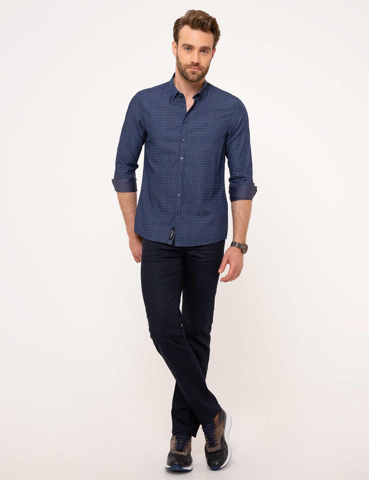 Slim Lacivert Gömlek - 50186464006