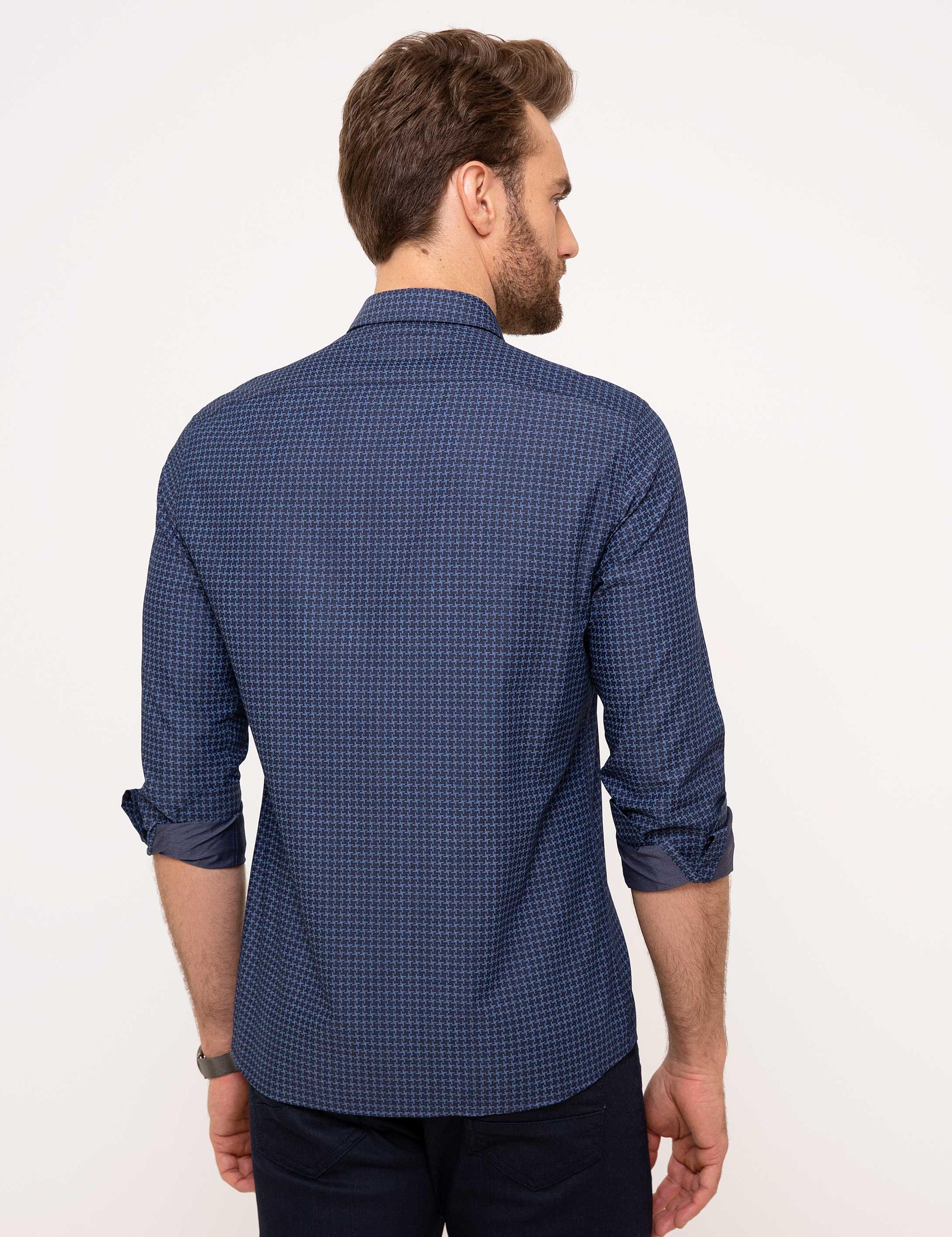 Slim Lacivert Gömlek