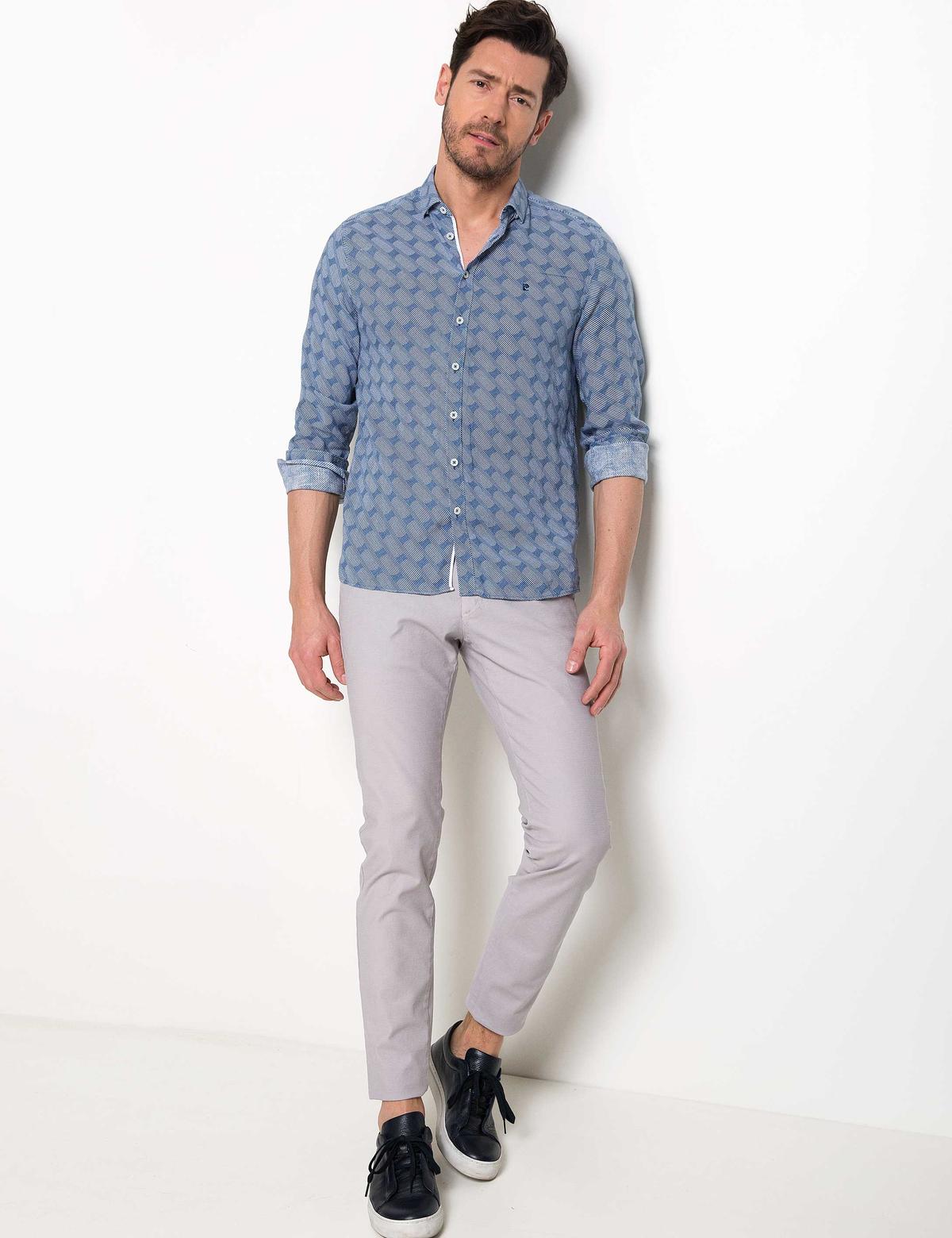 Mavi Slim Fit Uzun Kollu Gömlek