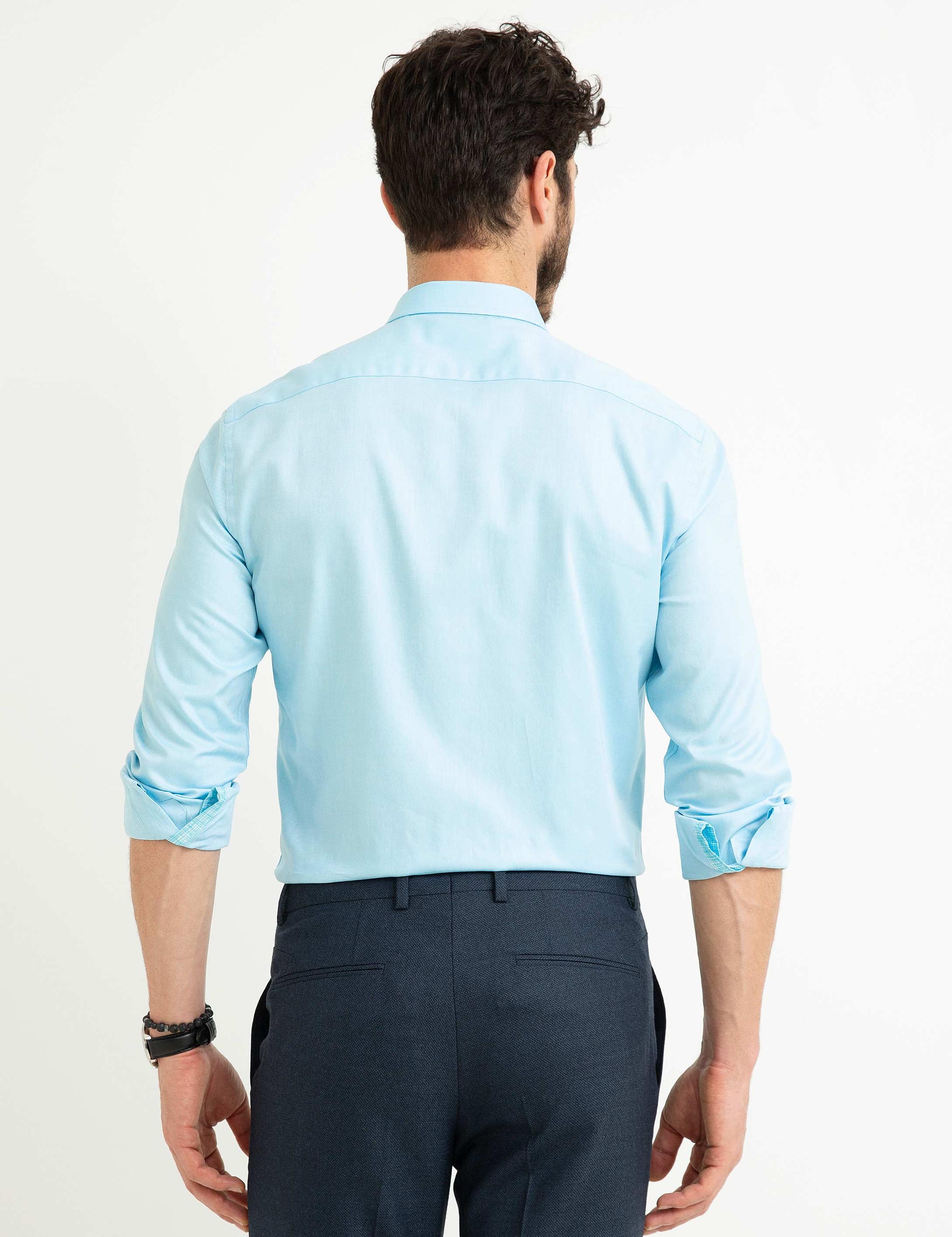 Açık Mavi Slim Fit Uzun Kollu Gömlek