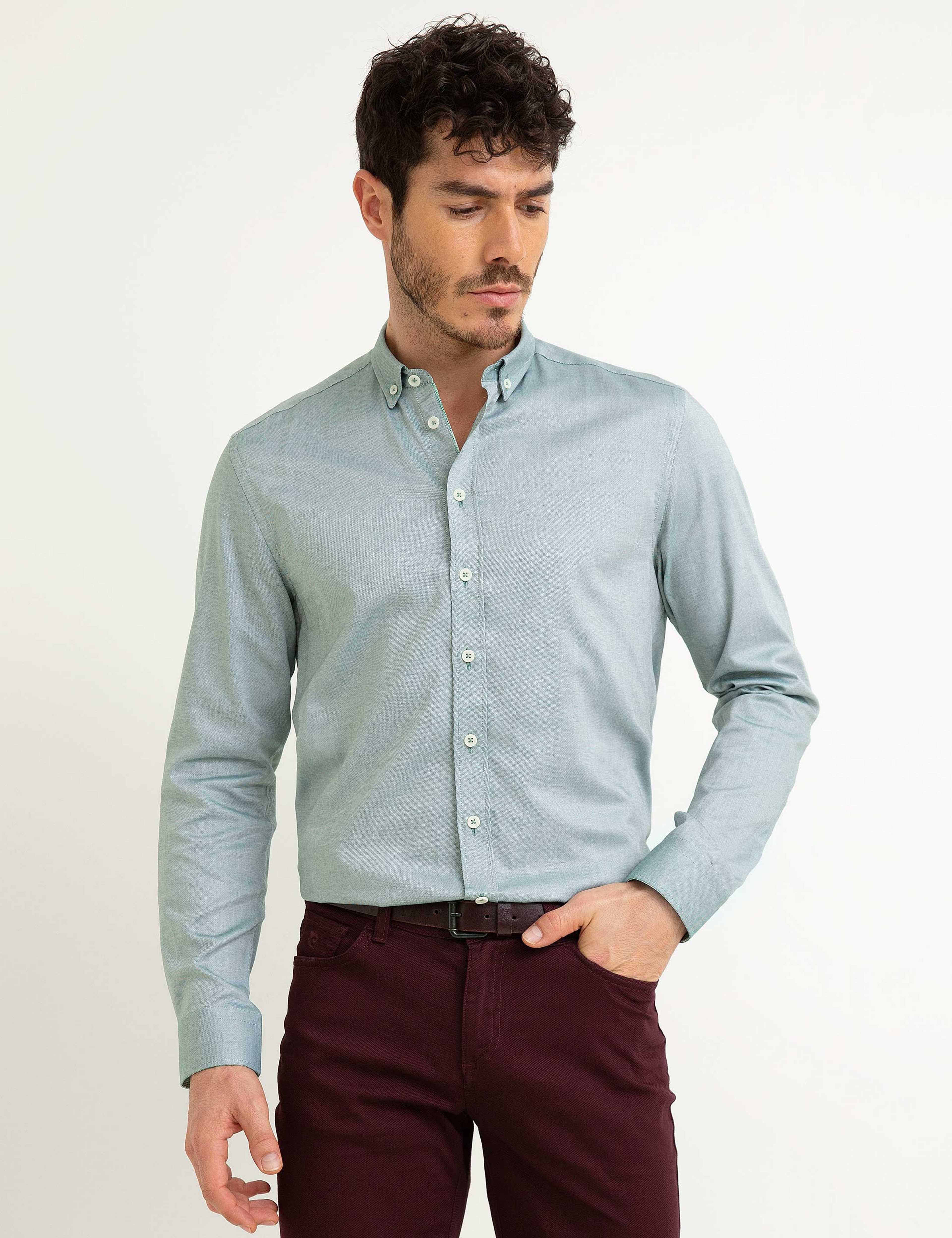 Yeşil Slim Fit Gömlek - Image 2