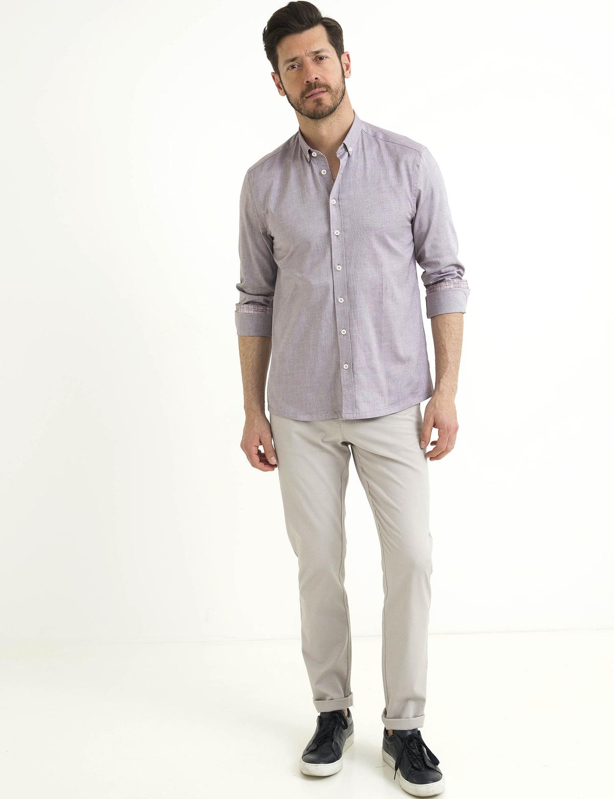 Bordo Slim Fit Gömlek