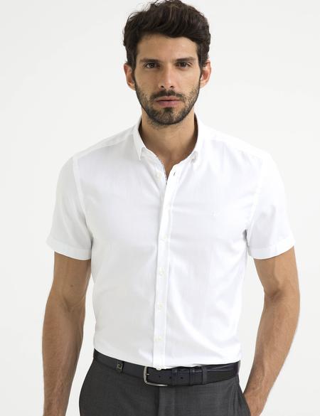 Beyaz Slim Fit Kısa Kol Gömlek - 50186963018