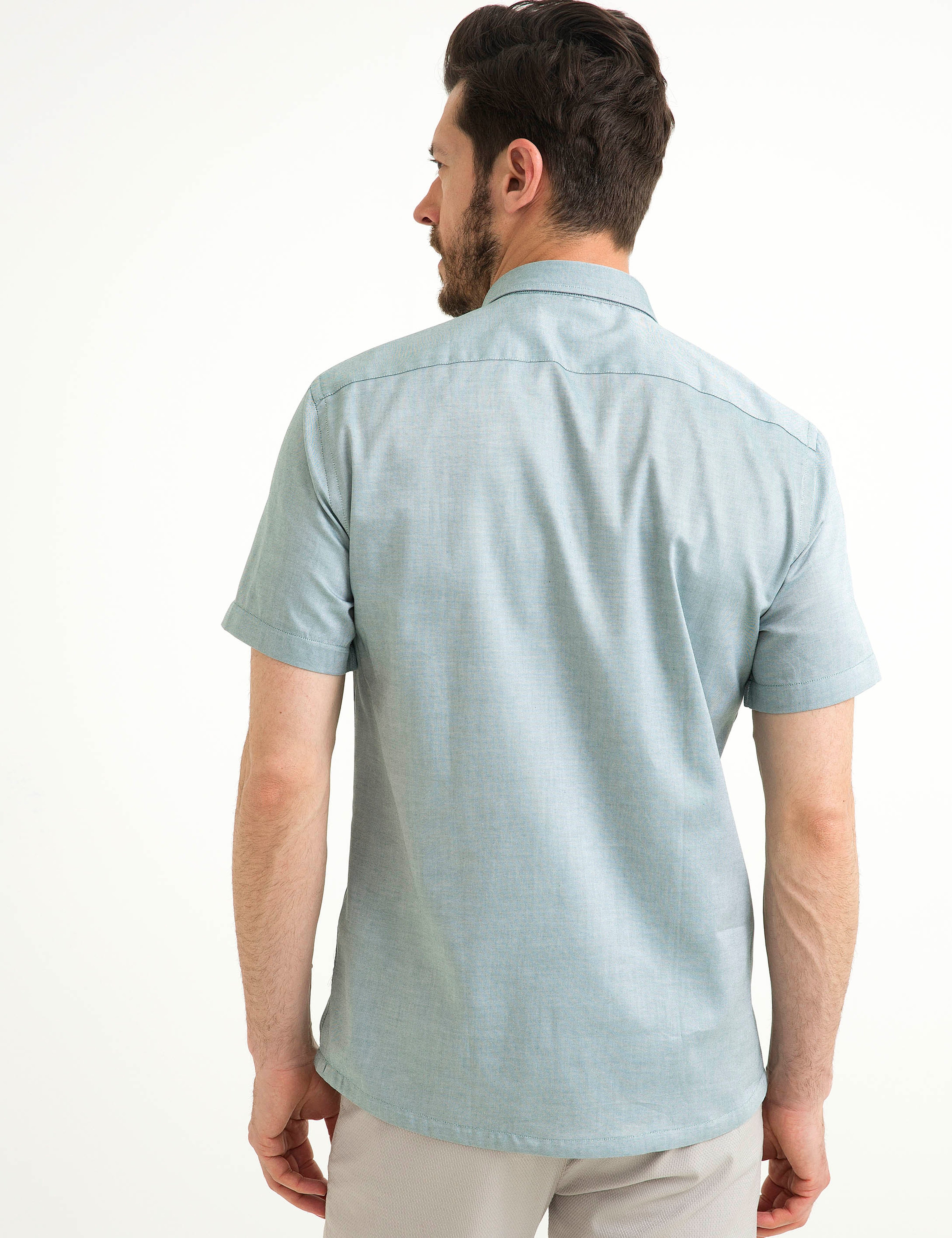 Yeşil Slim Fit Kısa Kollu Gömlek - Image 4