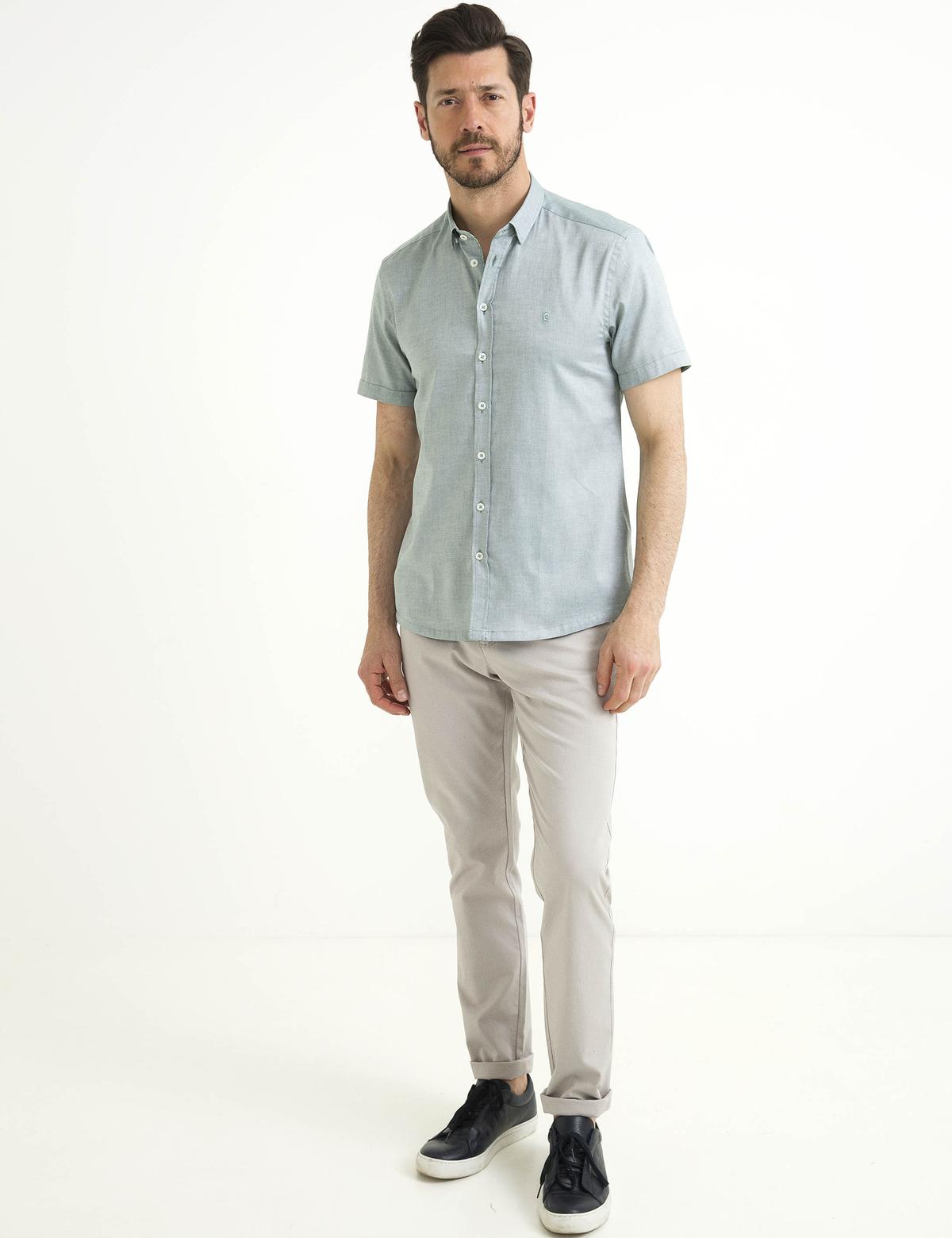 Yeşil Slim Fit Kısa Kollu Gömlek - 50186963040