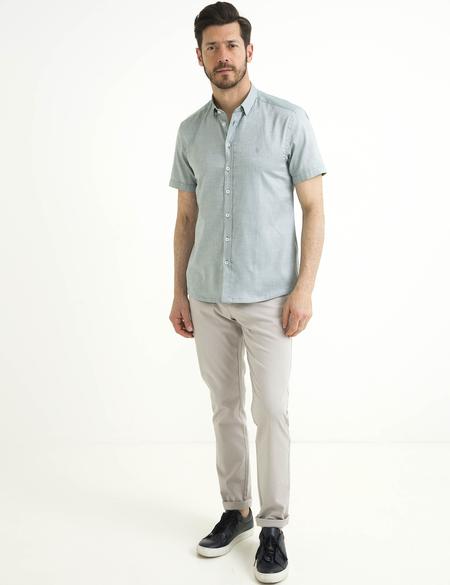 Yeşil Slim Fit Kısa Kollu Gömlek - 50186963040