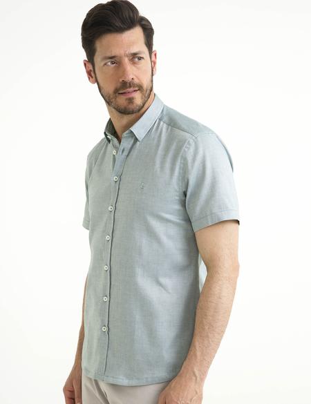 Yeşil Slim Fit Kısa Kollu Gömlek - 50186963040