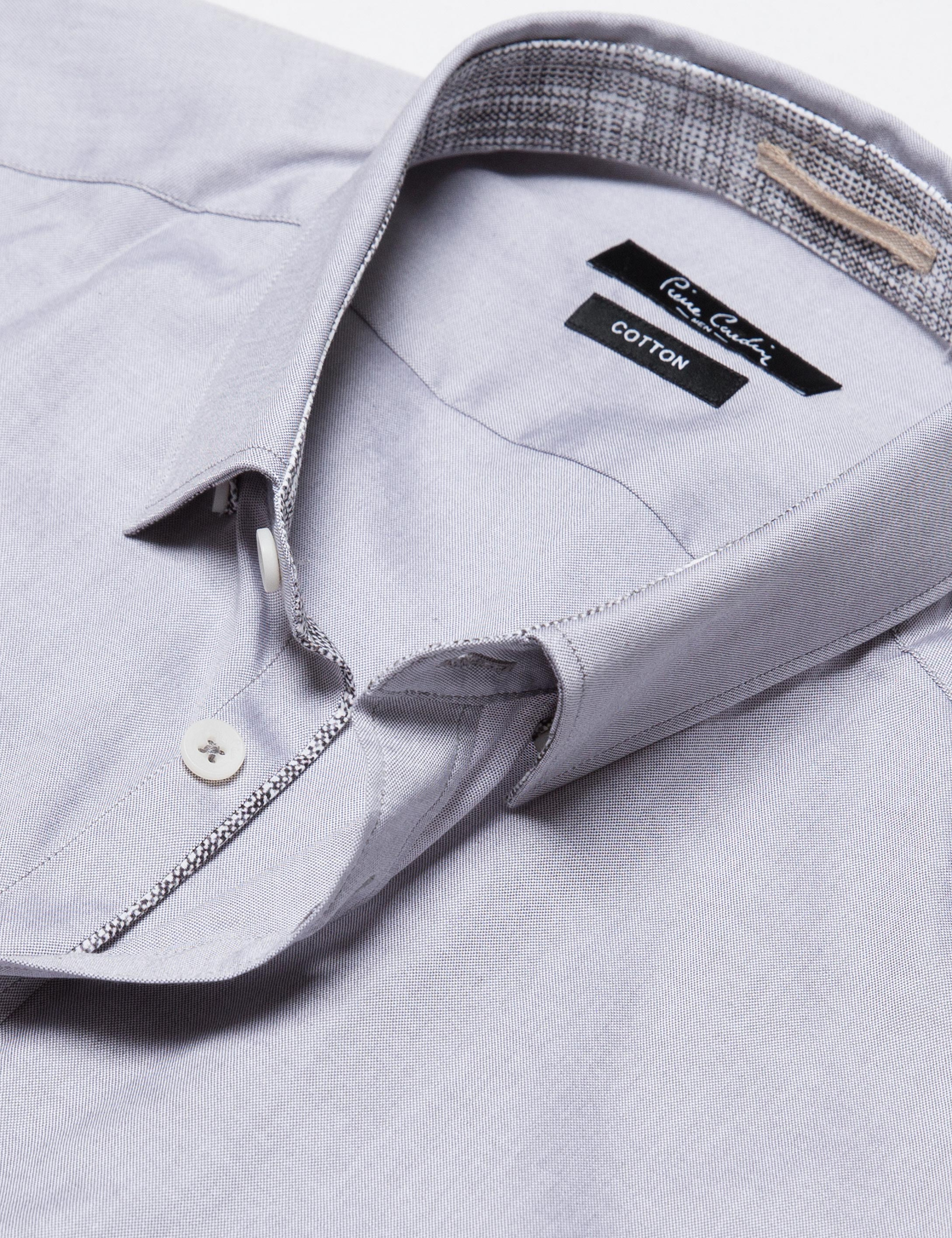 Gri Slim Fit Kısa Kollu Gömlek - Image 3