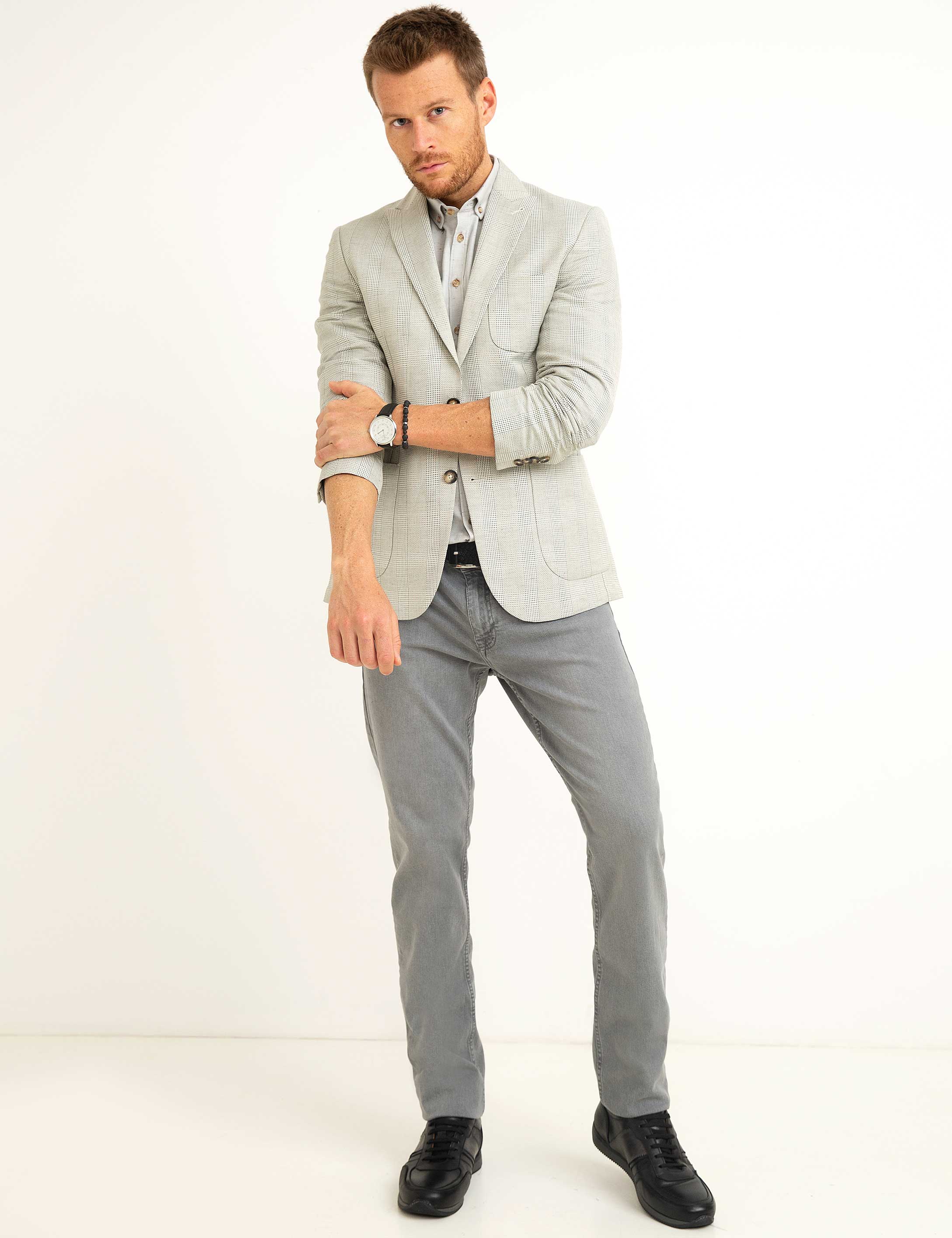 Gri Slim Fit Ceket