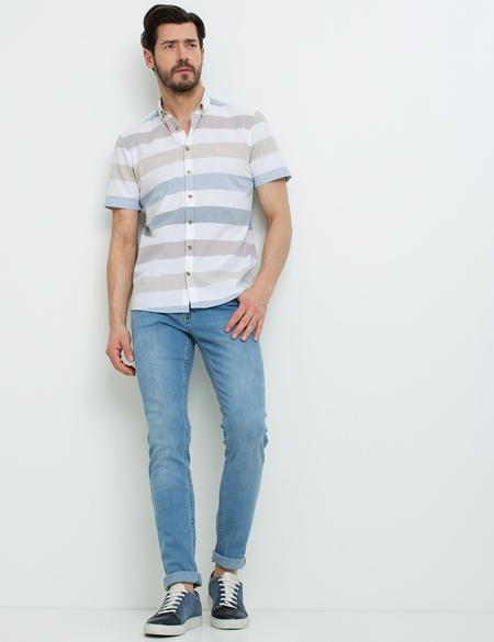 Sarı Slim Fit Kısa Kollu Gömlek - 50187592010