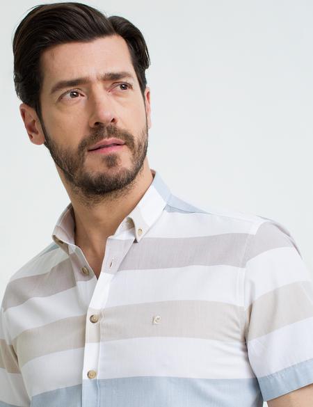 Sarı Slim Fit Kısa Kollu Gömlek - 50187592010