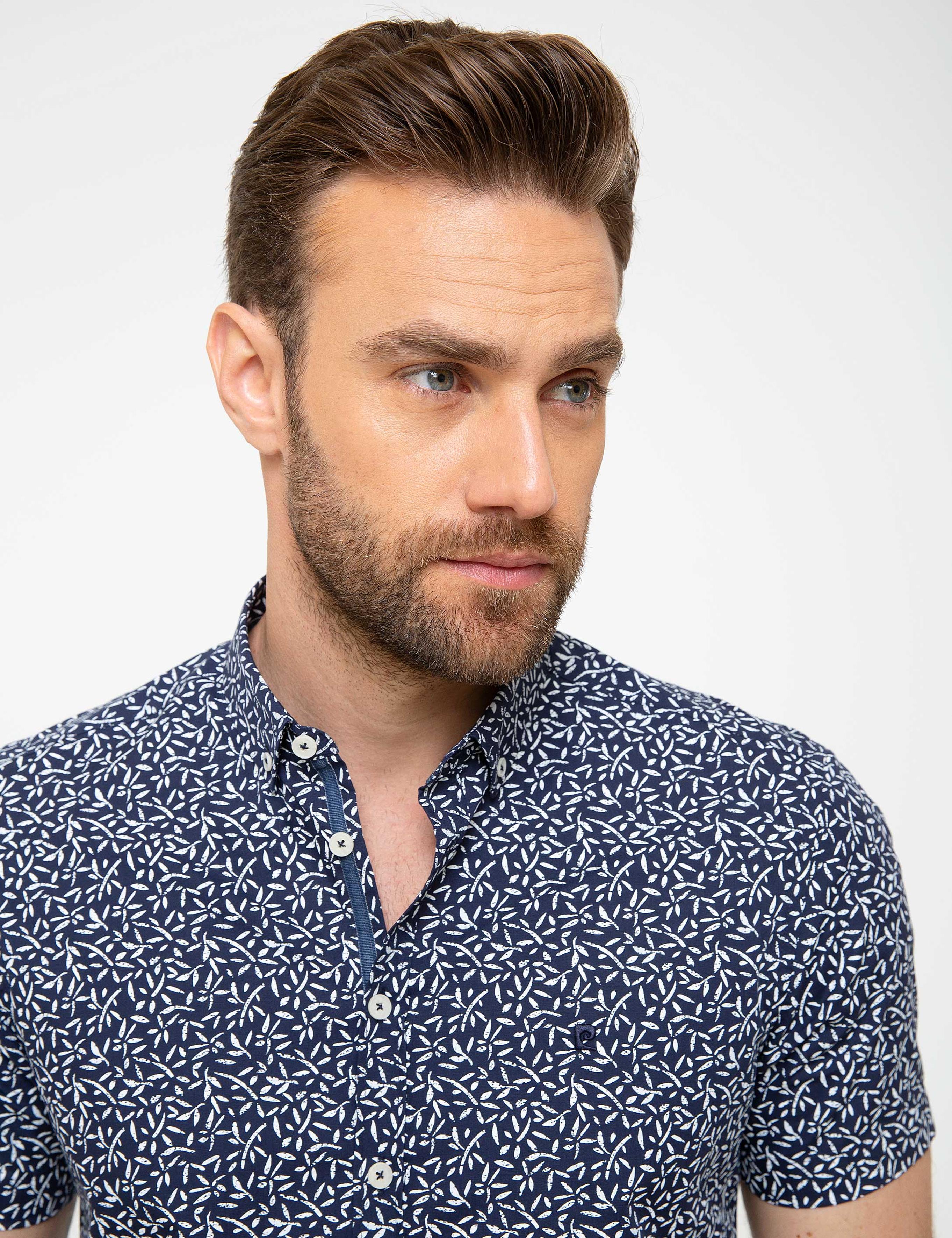 Lacivert Slim Fit Kısa Kollu Gömlek