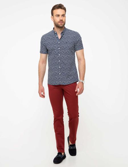 Lacivert Slim Fit Kısa Kollu Gömlek - 50187624002