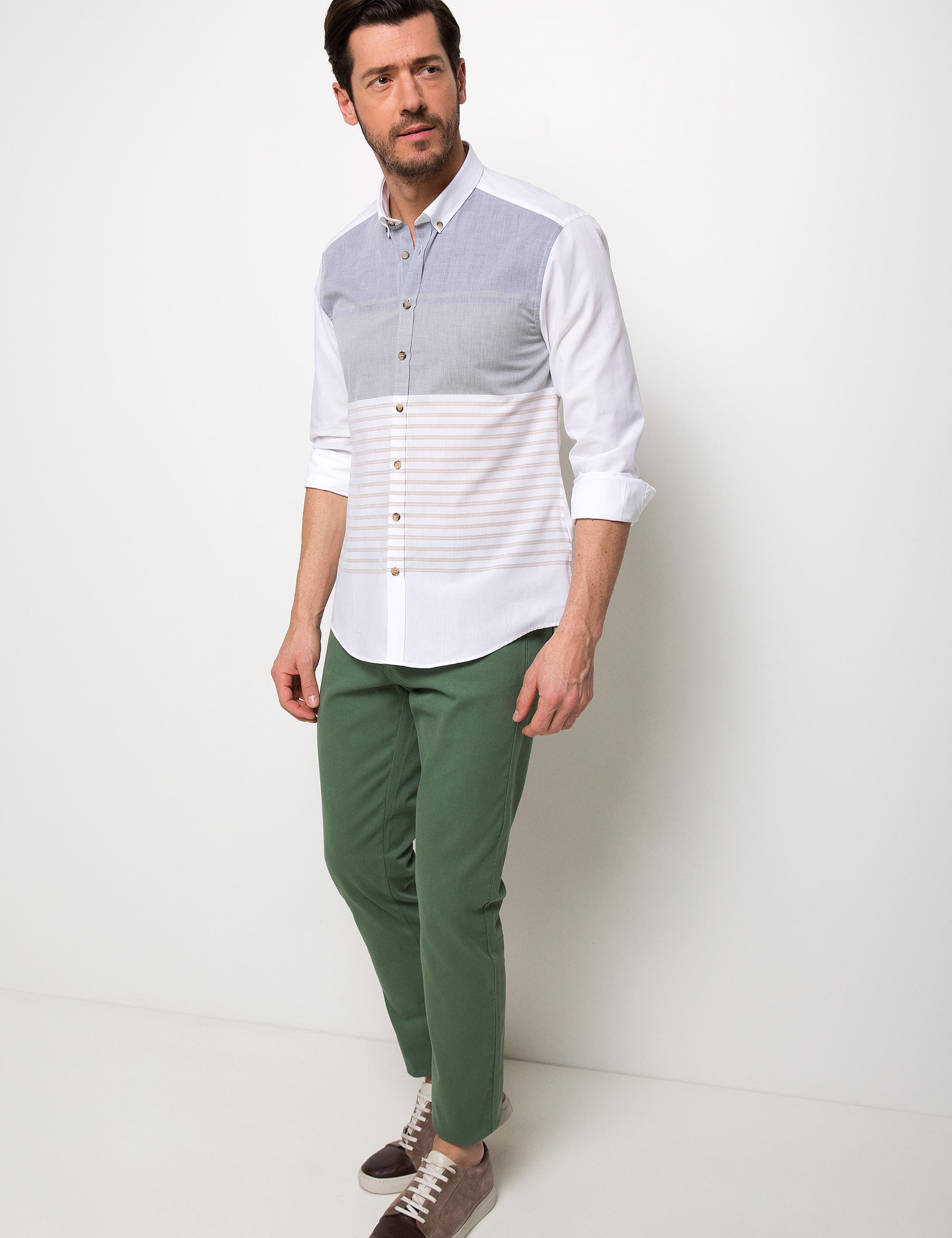 Koyu Yeşil Slim Fit Chino Pantolon - Image 1