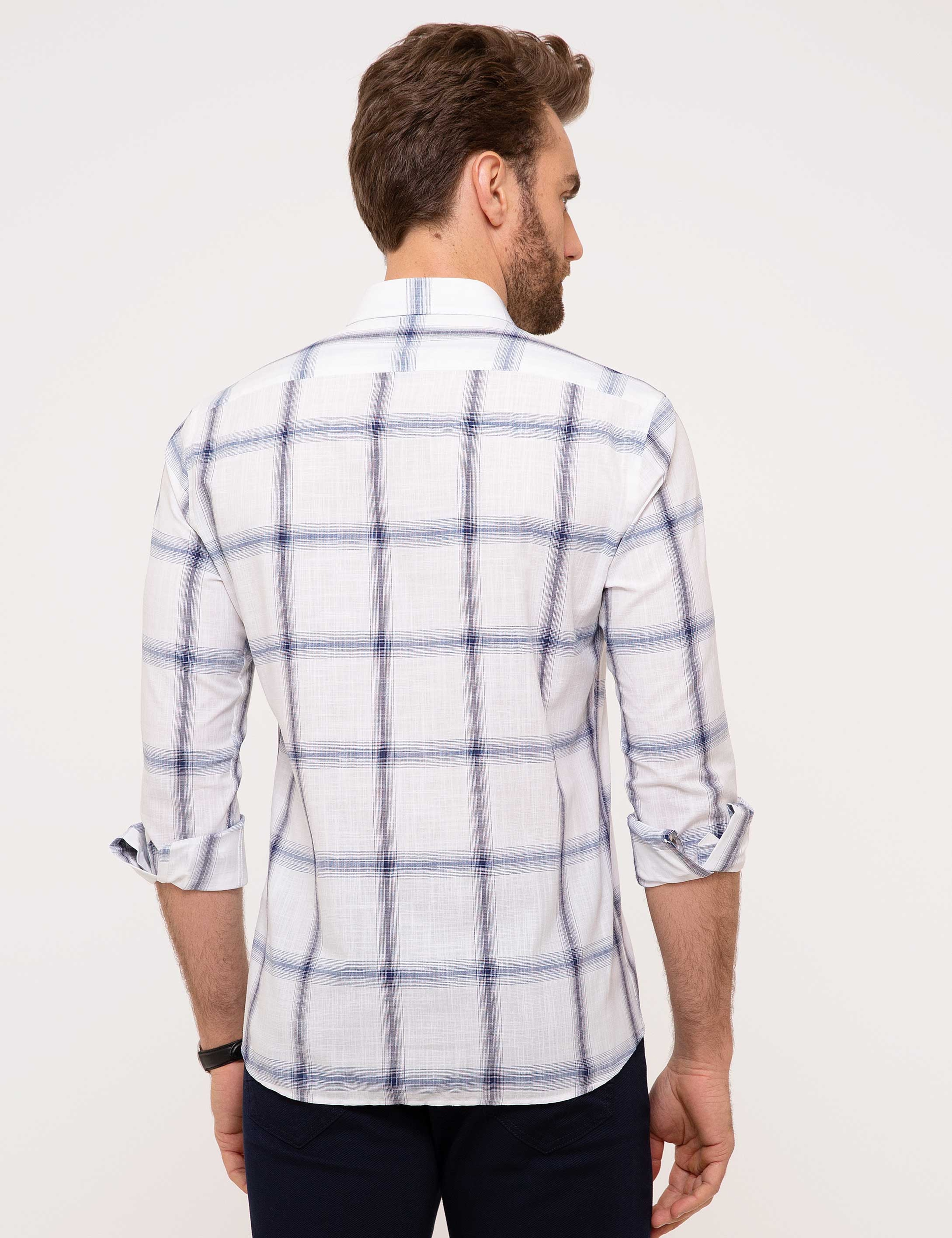 Mavi Slim Fit Gömlek - Image 3