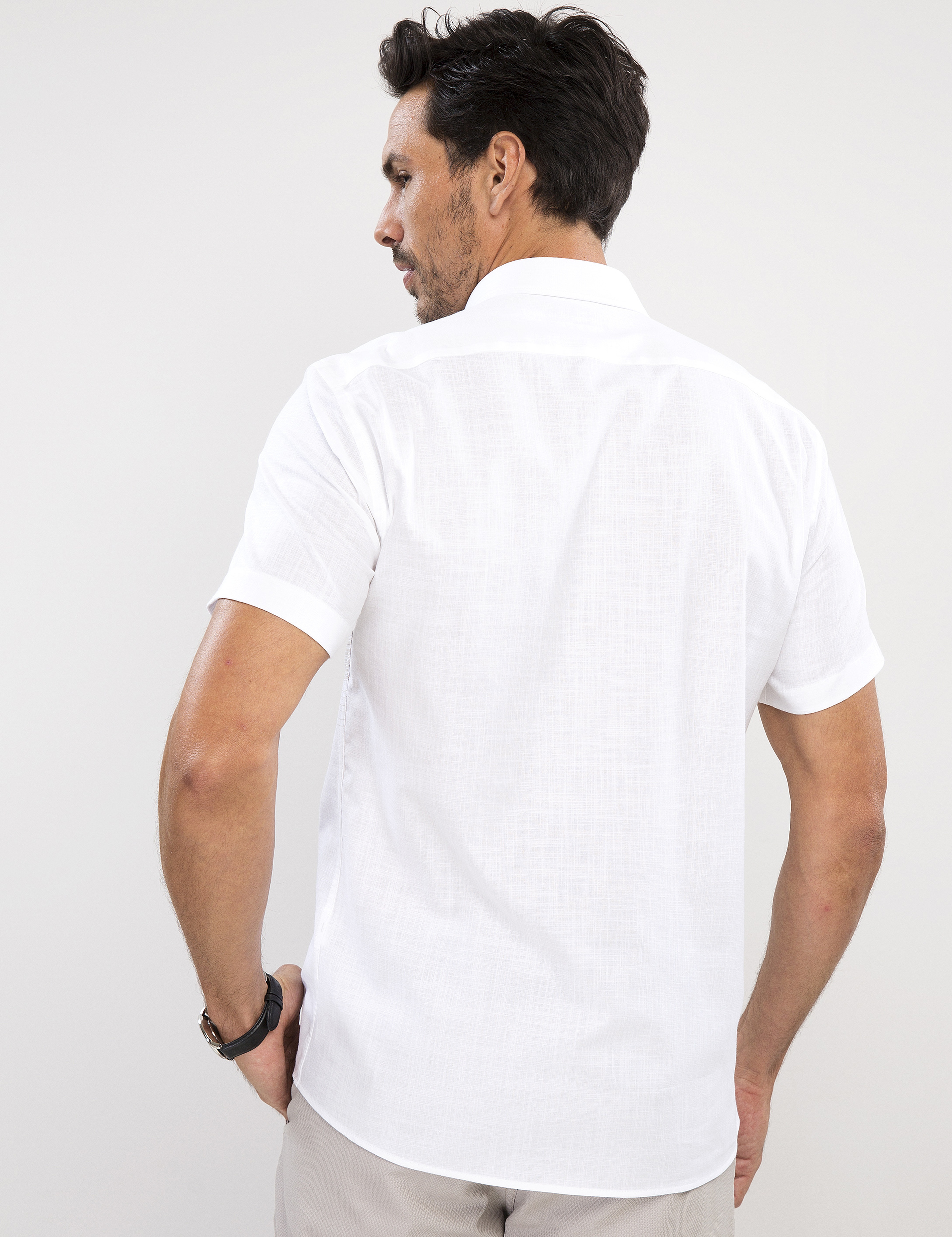 Kahverengi Slim Fit Kısa Kollu Gömlek - Image 3