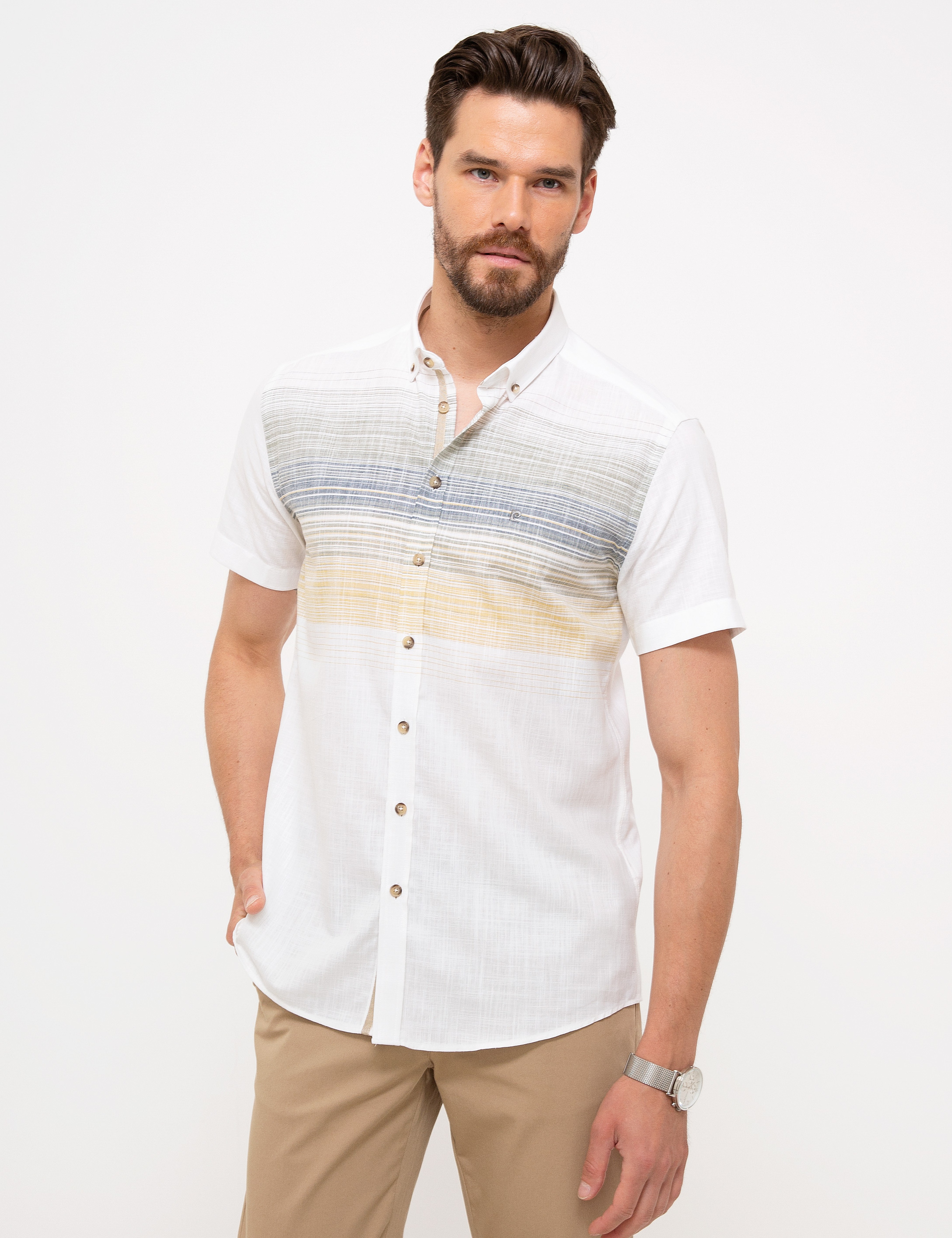 Yeşil Slim Fit Kısa Kollu Gömlek - Image 1