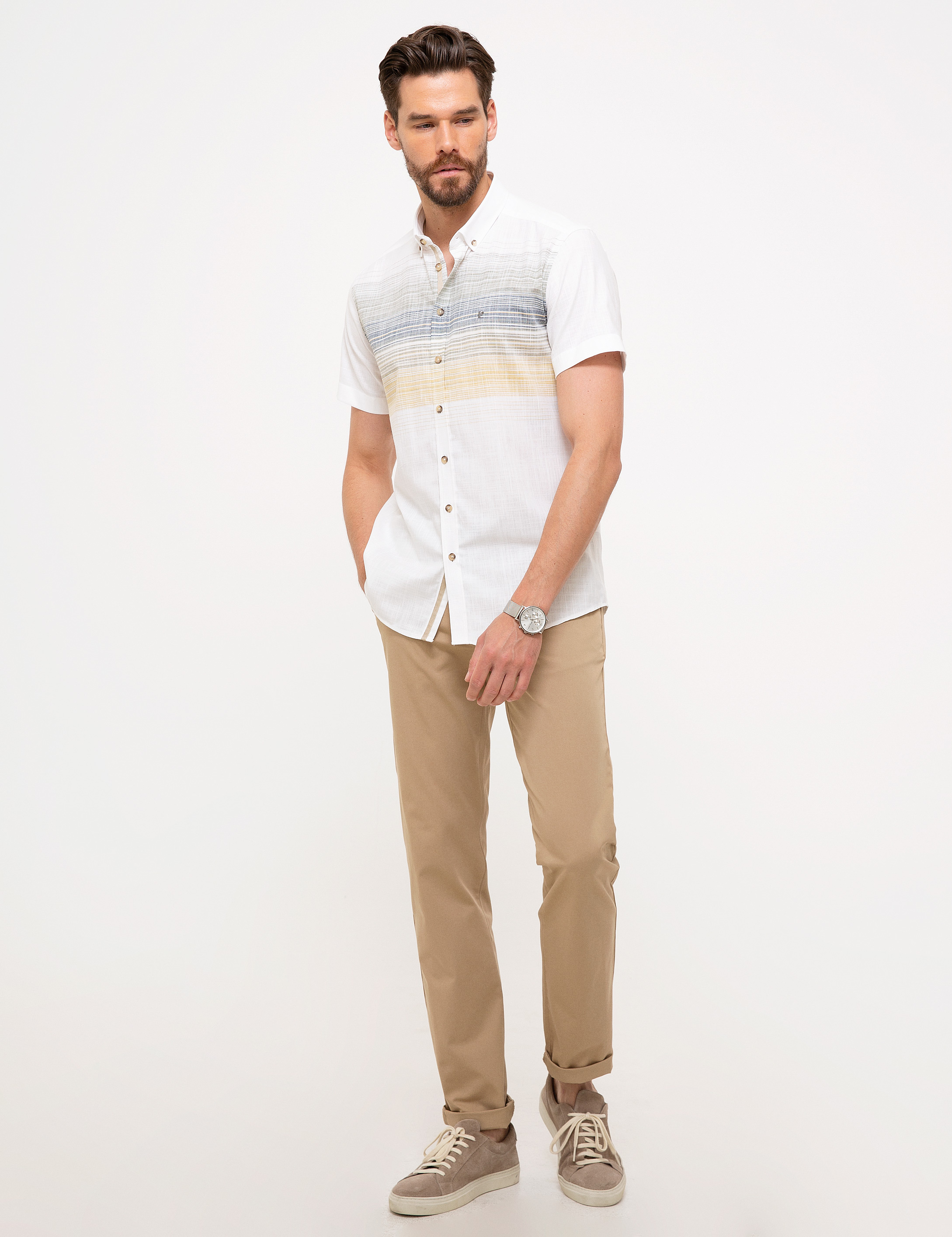 Yeşil Slim Fit Kısa Kollu Gömlek