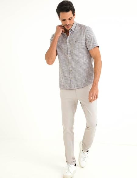 Kahverengi Slim Fit Kısa Kollu Gömlek - 50188499017